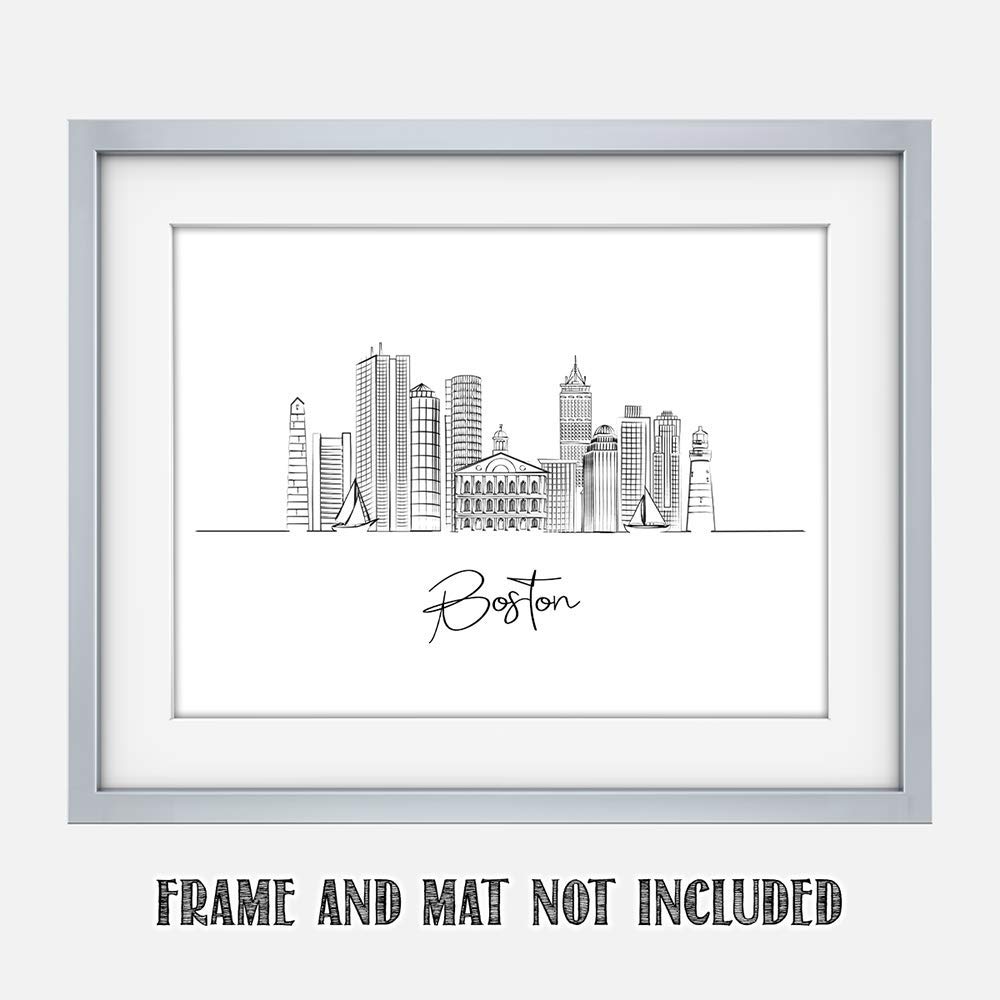 Boston Skyline Wall Art Print - Unframed 11x14 for Home & Office Decor