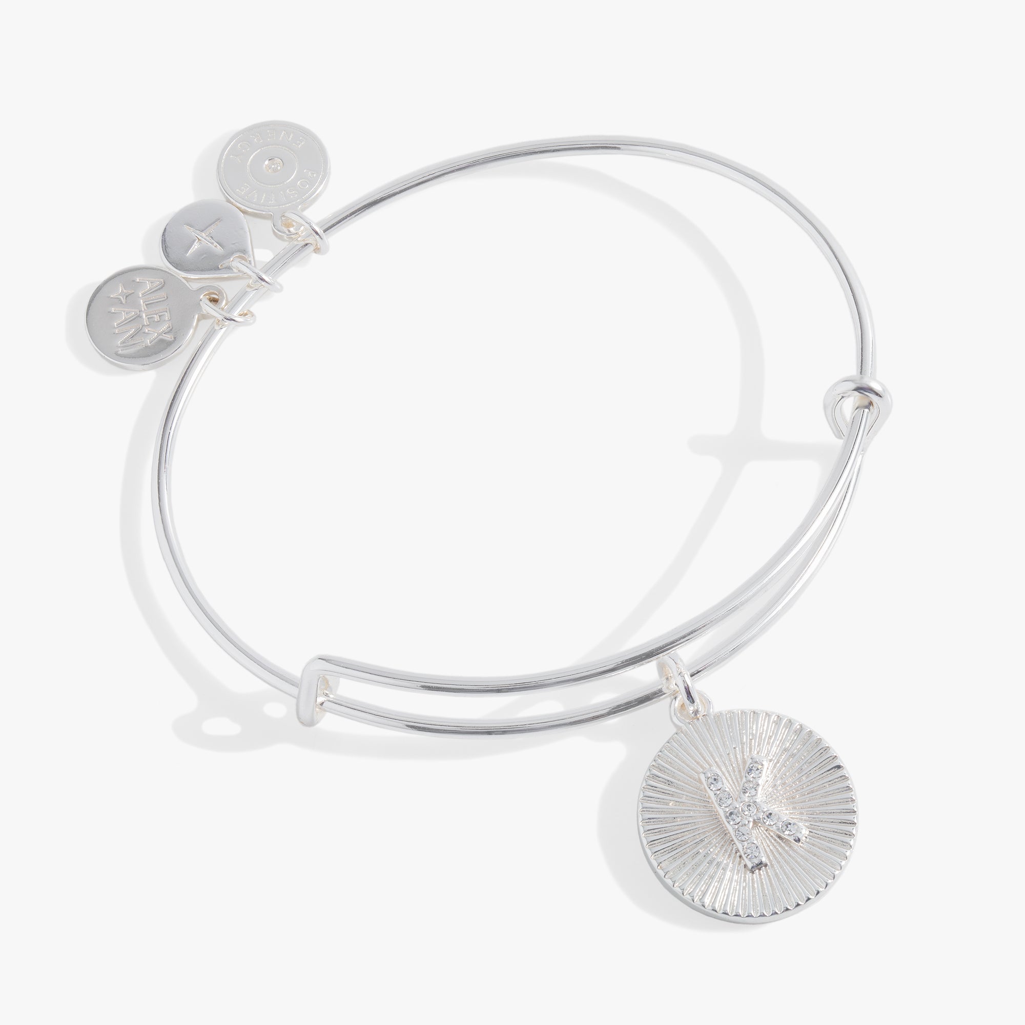 Initial K Pave Starburst Texture Bangle - Elegant Personalized Jewelry for Women | Perfect for Gifts, Anniversaries & Special Occasions
