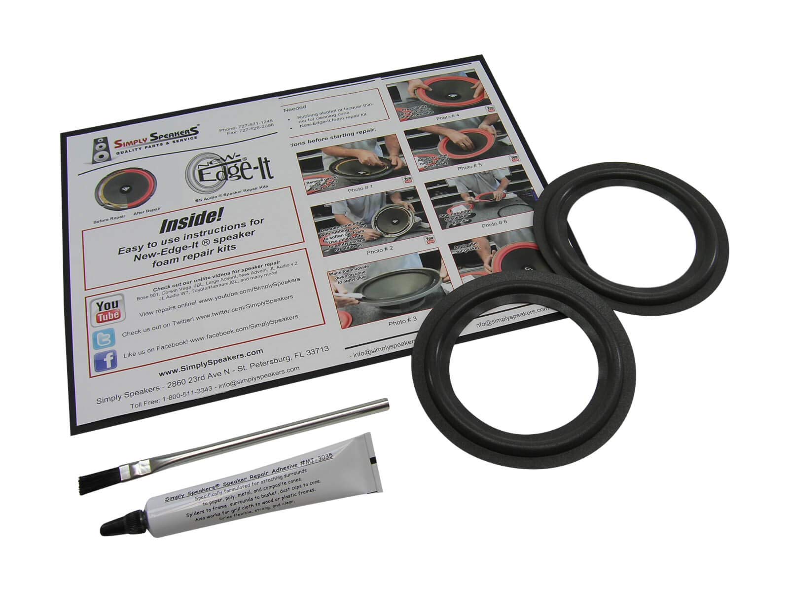 Simply Speakers 5 Inch Foam Speaker Repair Kit for JBL Speakers - 3-3/8 Inch Cone, FSK-5Ji (Pair) - Perfect for Home Audio and Studio Monitors