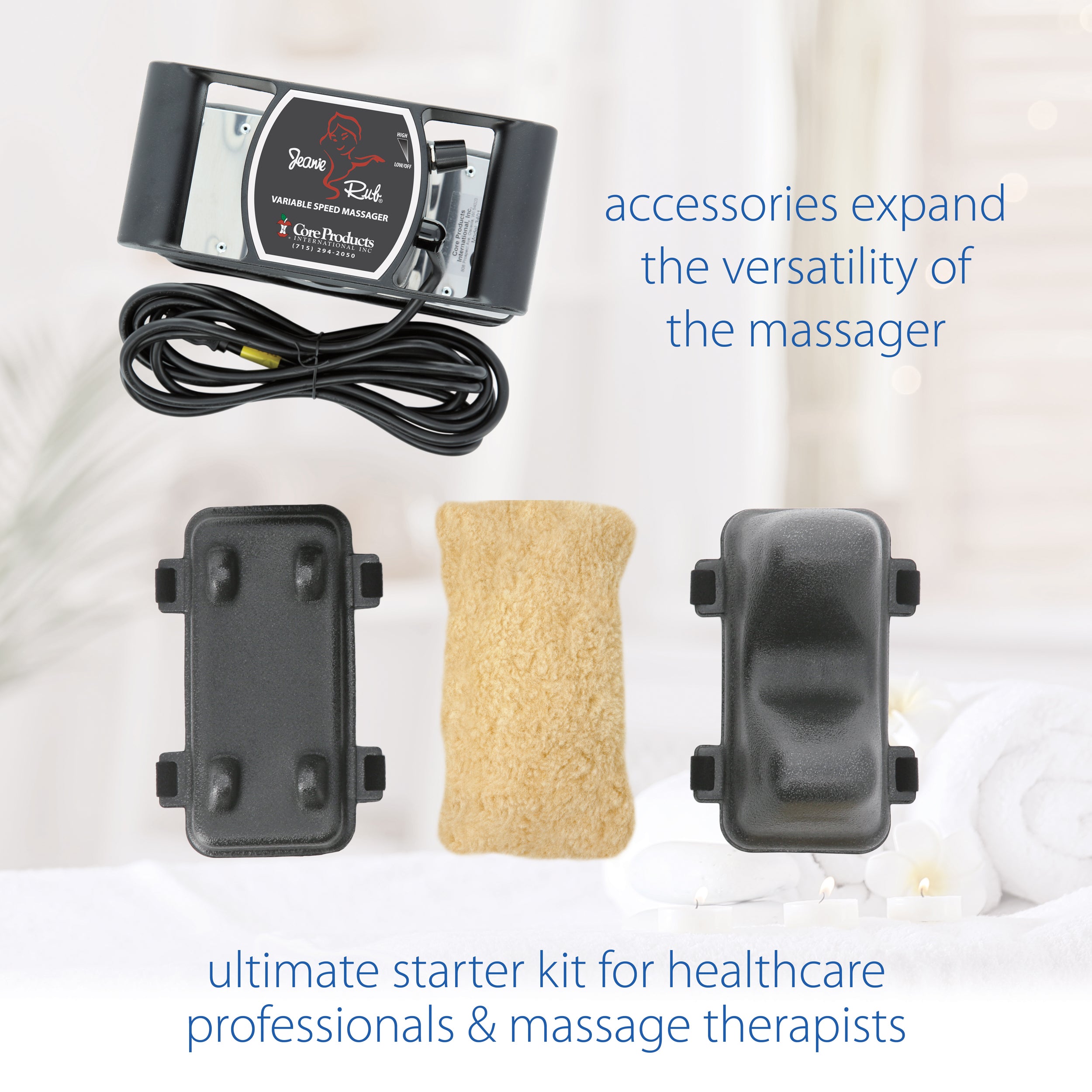 Jeanie Rub Massager - Deluxe Package for Muscle Pain Relief & Relaxation - Perfect for Home, Office, and Travel Use