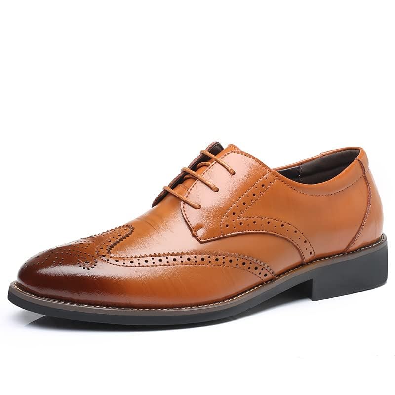 Men's Classic Lace-Up Oxford Dress Shoes - Business Formal Wingtip Shoes for Wedding, Party & Office | Premium Leather Business Attire & Professional Work Shoes