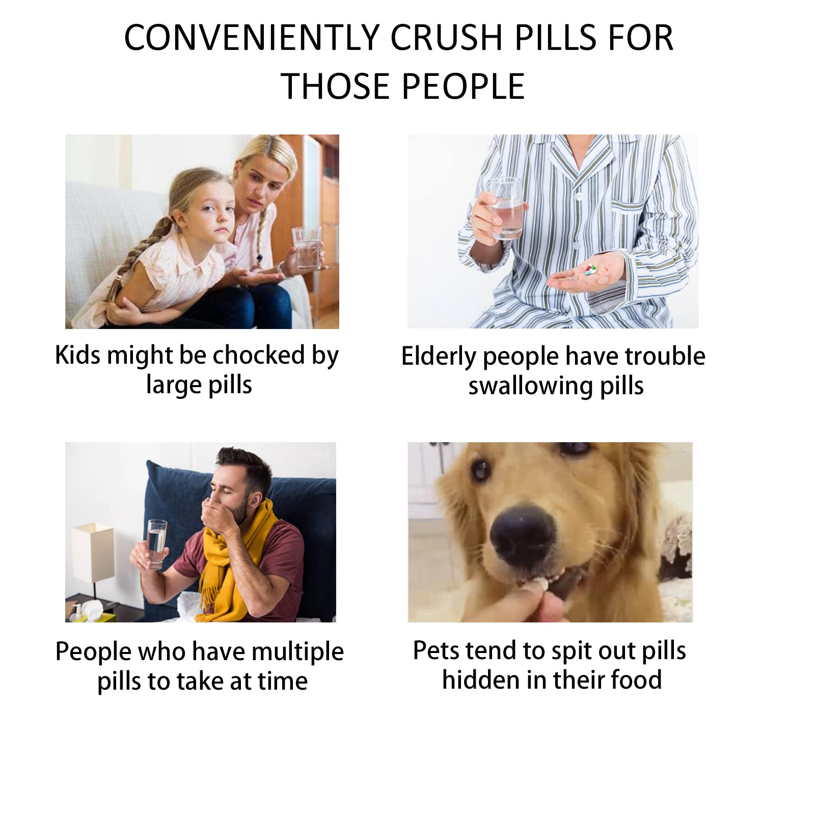 Electric Pill Crusher Grinder - Fine Powder Electronic Pulverizer for Medication & Vitamins - Perfect for Feeding Tubes, Kids, Elderly & Pets - Portable Purple Tablet Crusher (Ideal for Home Care, Nursing Homes & Travel Use)