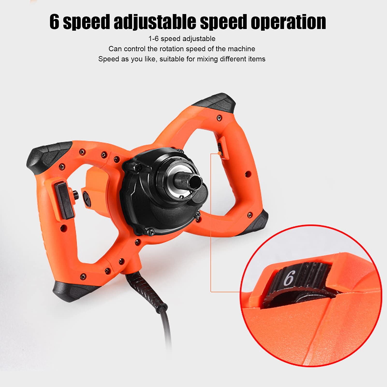 6-Speed Adjustable Handheld Concrete Mixer - Portable Mortar & Grout Mixing Drill for Paint, Plaster, Mud - 220V EU Plug - Perfect for DIY Home Renovation, Construction Projects & Craft Work