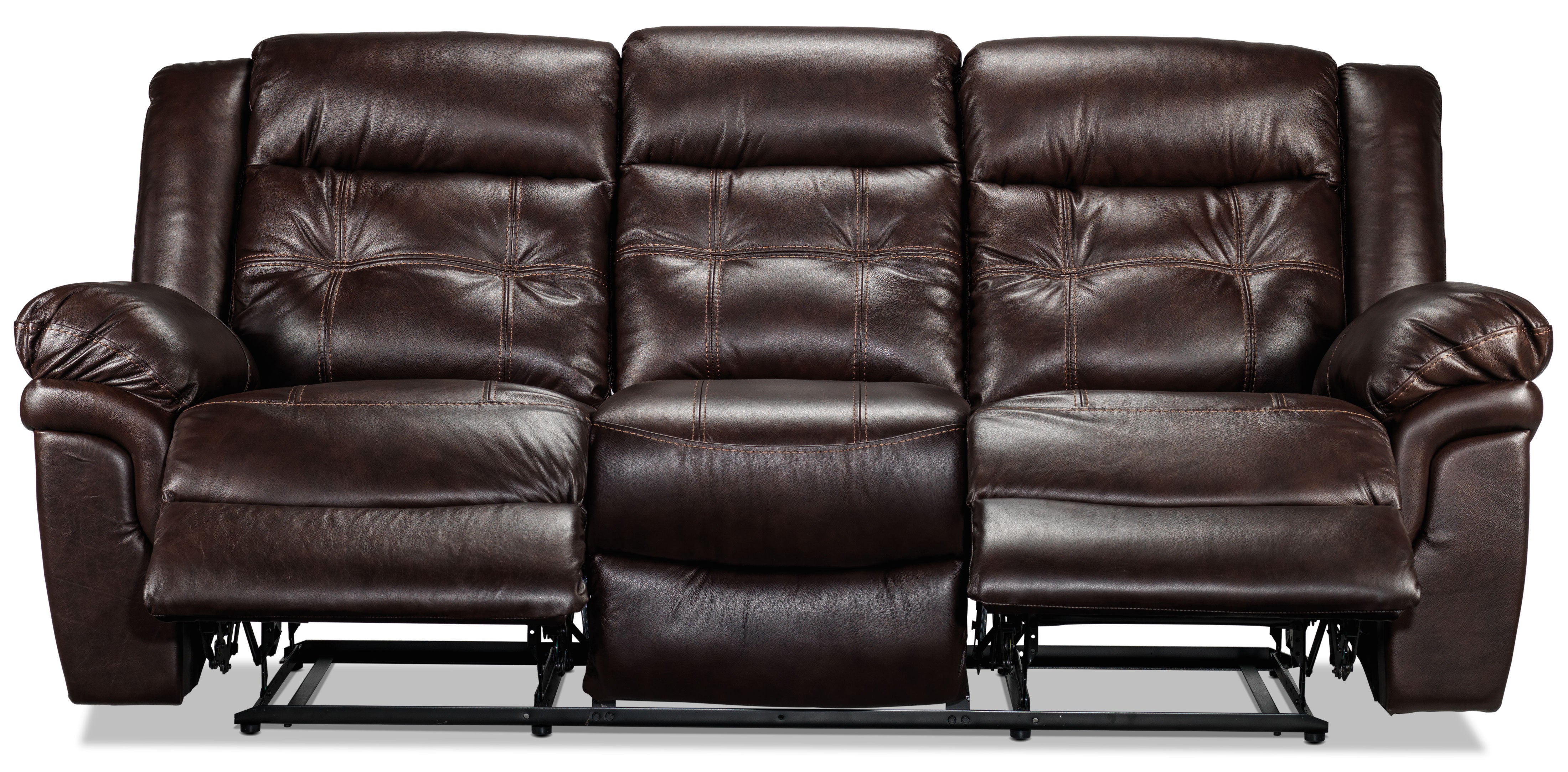 Premium Brown Cooper Leather Reclining Sofa & Recliner Set - 3-Piece Living Room Furniture for Home Theater & Family Relaxation