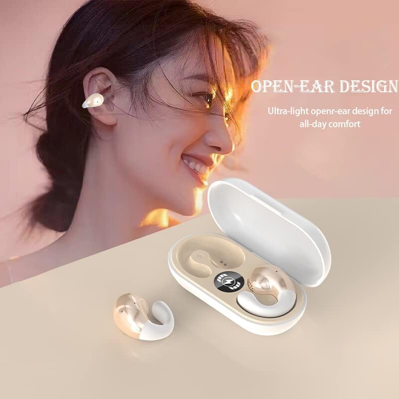 Wireless Open Ear Clip-On Bone Conduction Headphones - Bluetooth Earbuds for Running, Cycling, Workouts & Office Use