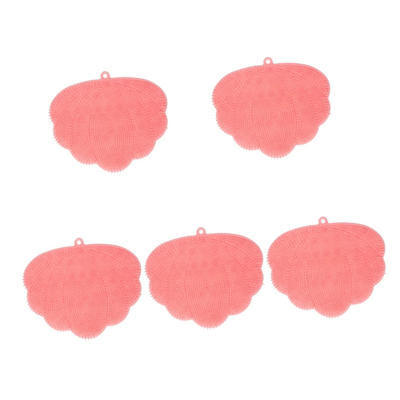 Healvian 5-Pack Pink TPE Massage Brush Bath Towels - Soft Exfoliating Body Scrubber for Shower, Spa & Relaxation at Home