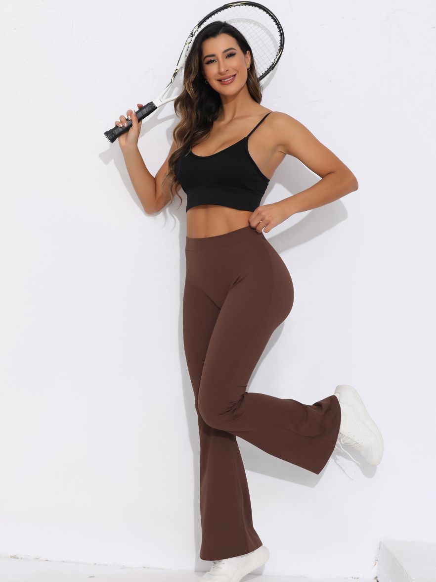 ZASUWA Women's V-Shaped Waist Scrunch Butt Lifting High Waisted Quick Dry Flare Leggings - Perfect for Yoga, Workout & Casual Wear