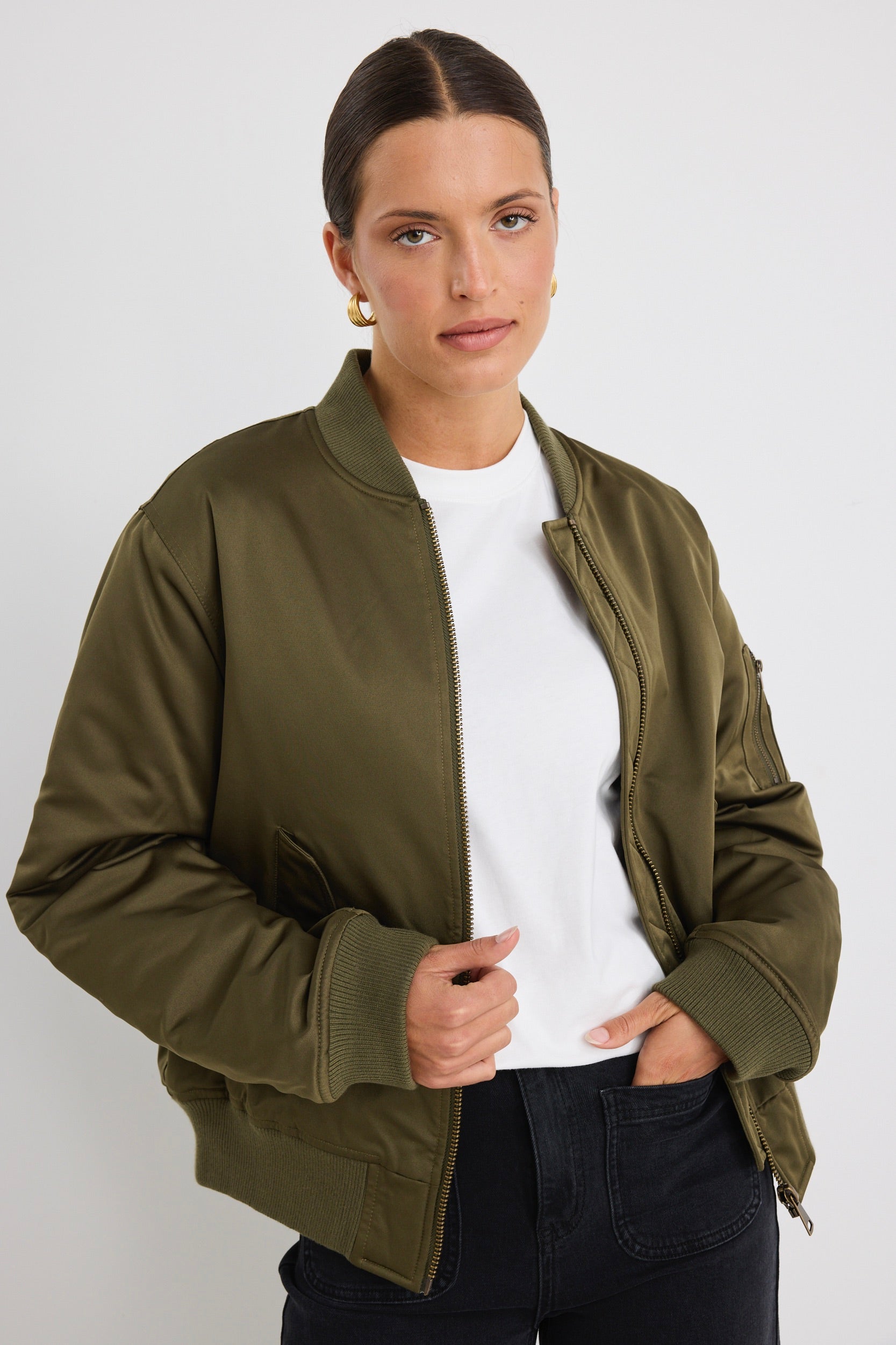 Men's Aviation Khaki MA-1 Bomber Jacket - Lightweight Military Flight Jacket for Casual Wear & Outdoor Activities