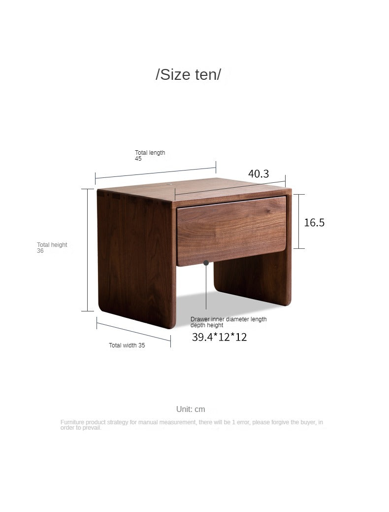 Modern Solid Wood Nightstand - Black Walnut & Ash Wood Bedside Table for Bedroom, Living Room, or Office - Stylish and Functional Storage Furniture