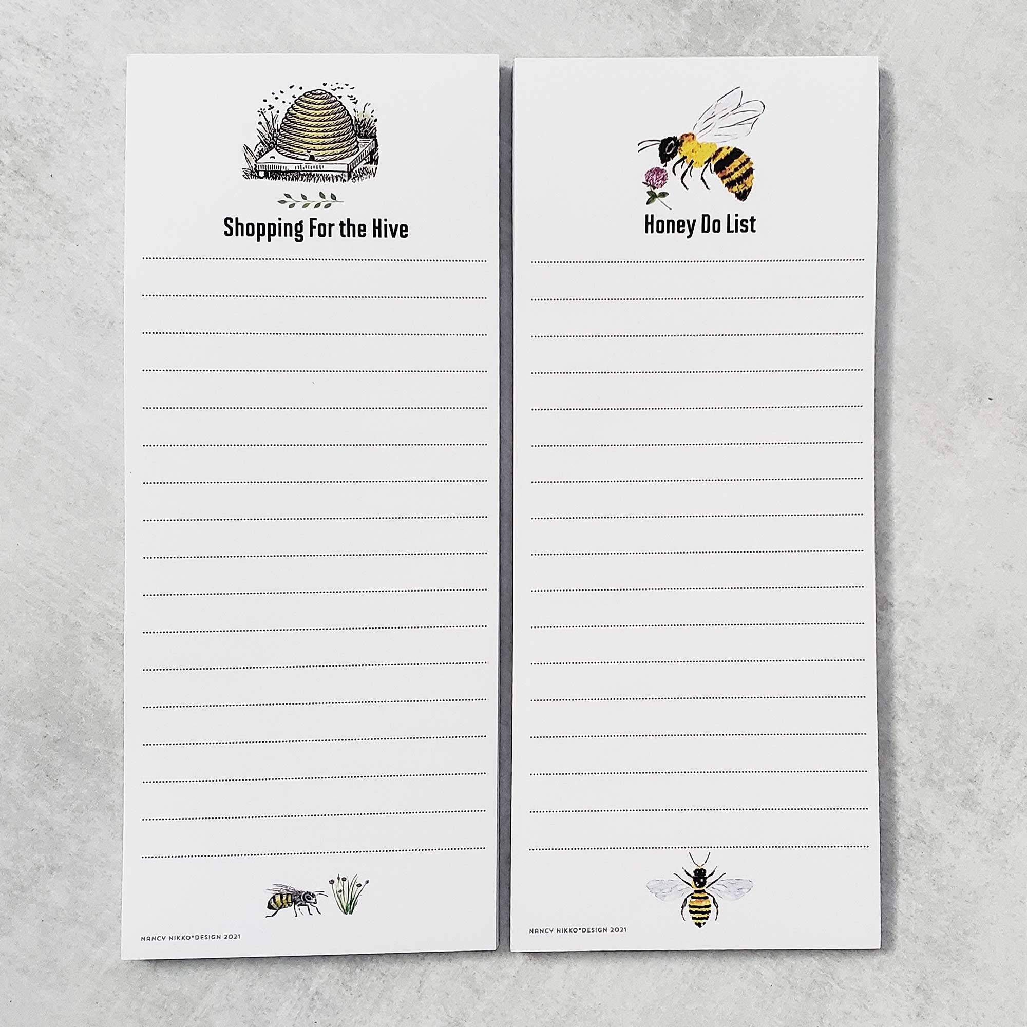 Honey Bees Refrigerator Notepads - 2-Pack Magnetic To-Do List & Grocery List Memo Pads for Kitchen, Office & Home Organization