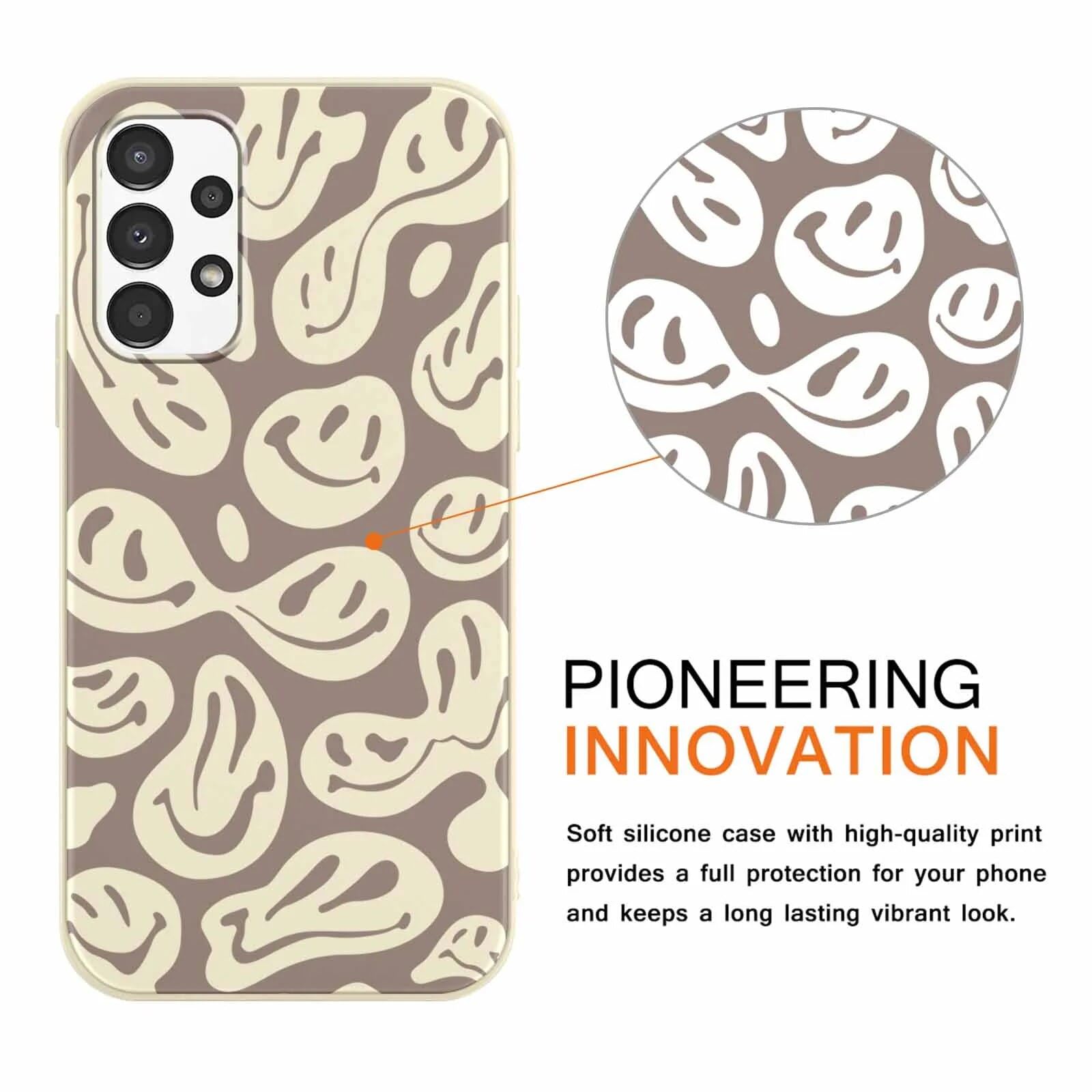 2 Pack Happy Smiley Face Phone Case for Samsung Galaxy A13 4G 6.6 Inch - Aesthetic Cute Smile Design Soft Silicone Slim TPU Shockproof Protective Cover for Women Men Girls - Perfect for Daily Use, Work, School & Travel