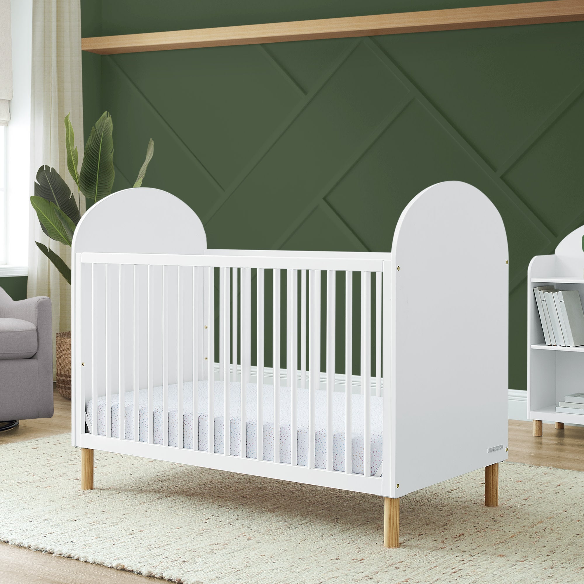 Reese 4-in-1 Convertible Baby Crib - Toddler Bed, Daybed & Full-Size Bed | Safe & Stylish Nursery Furniture for Newborns to Teens | Perfect for Small Spaces & Growing Families