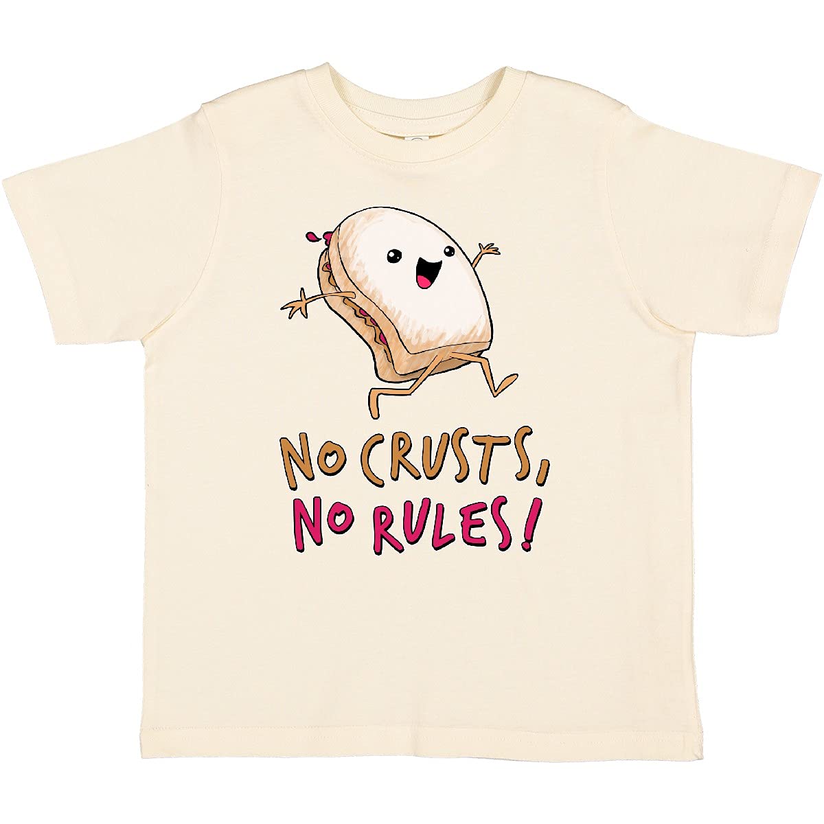 Inktastic Funny PB&J Sandwich Toddler T-Shirt - No Crusts No Rules Design for Kids & Toddlers - Perfect for Playdates, Daycare & Casual Outings