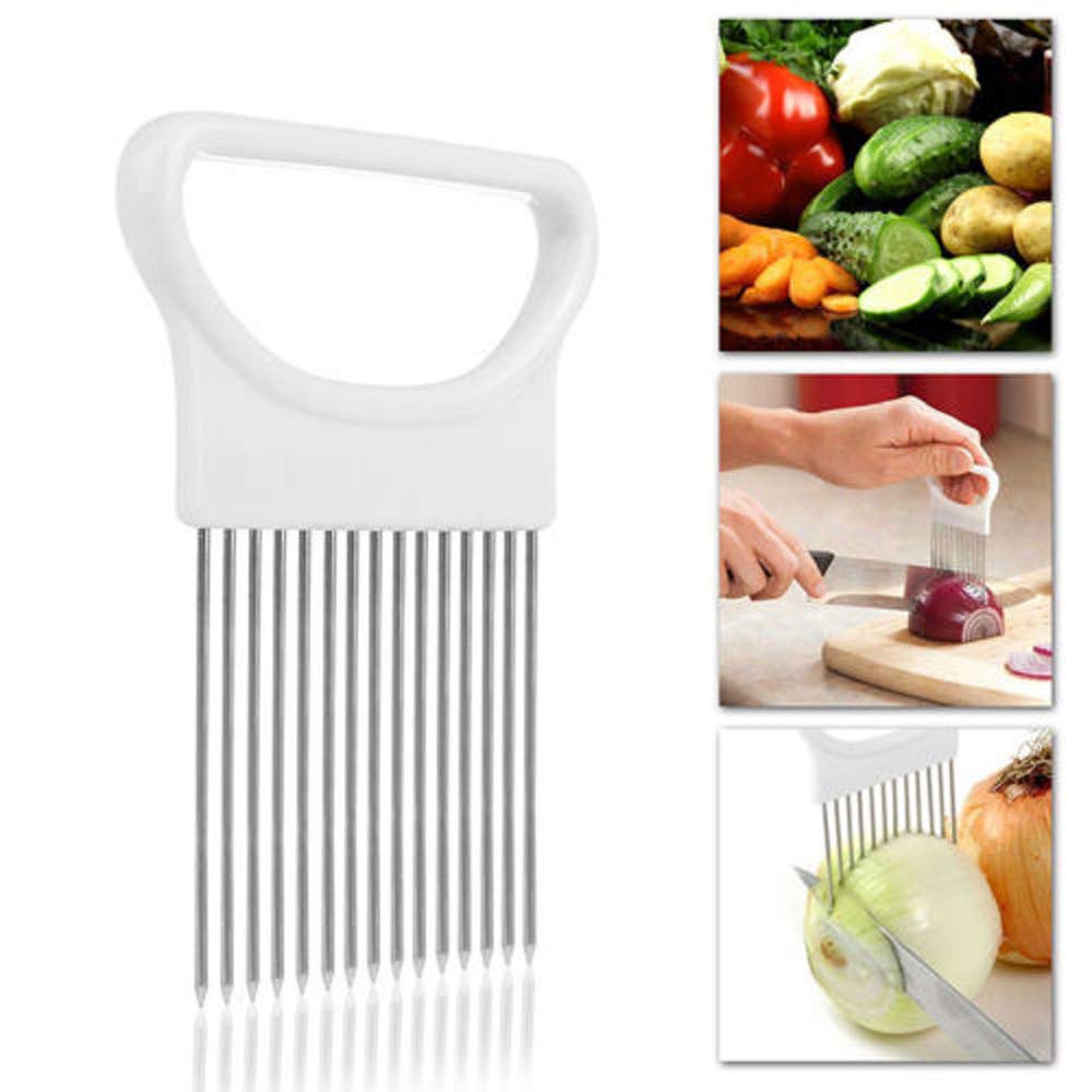 Yu2d Tomato Onion Vegetable Slicer - Safe Cutting Aid Holder with Guide Fork for Perfect Slices | Ideal for Salads, Sandwiches & Meal Prep