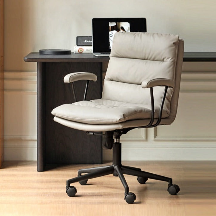 Premium Organic Leather Ergonomic Office Chair with Adjustable Height - Perfect for Home & Workspace Comfort