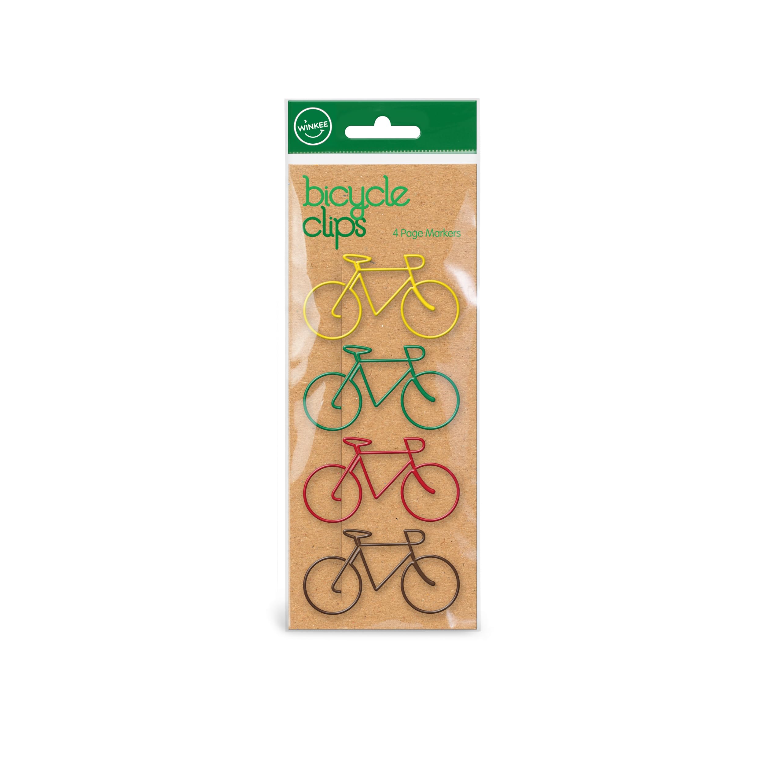 Winkee - Colorful Bicycle-Shaped Paper Clips Set of 4 | Fun & Cute Office Supplies for Organizing Documents, Notes & Bookmarks | Perfect for School, Office & DIY Crafts