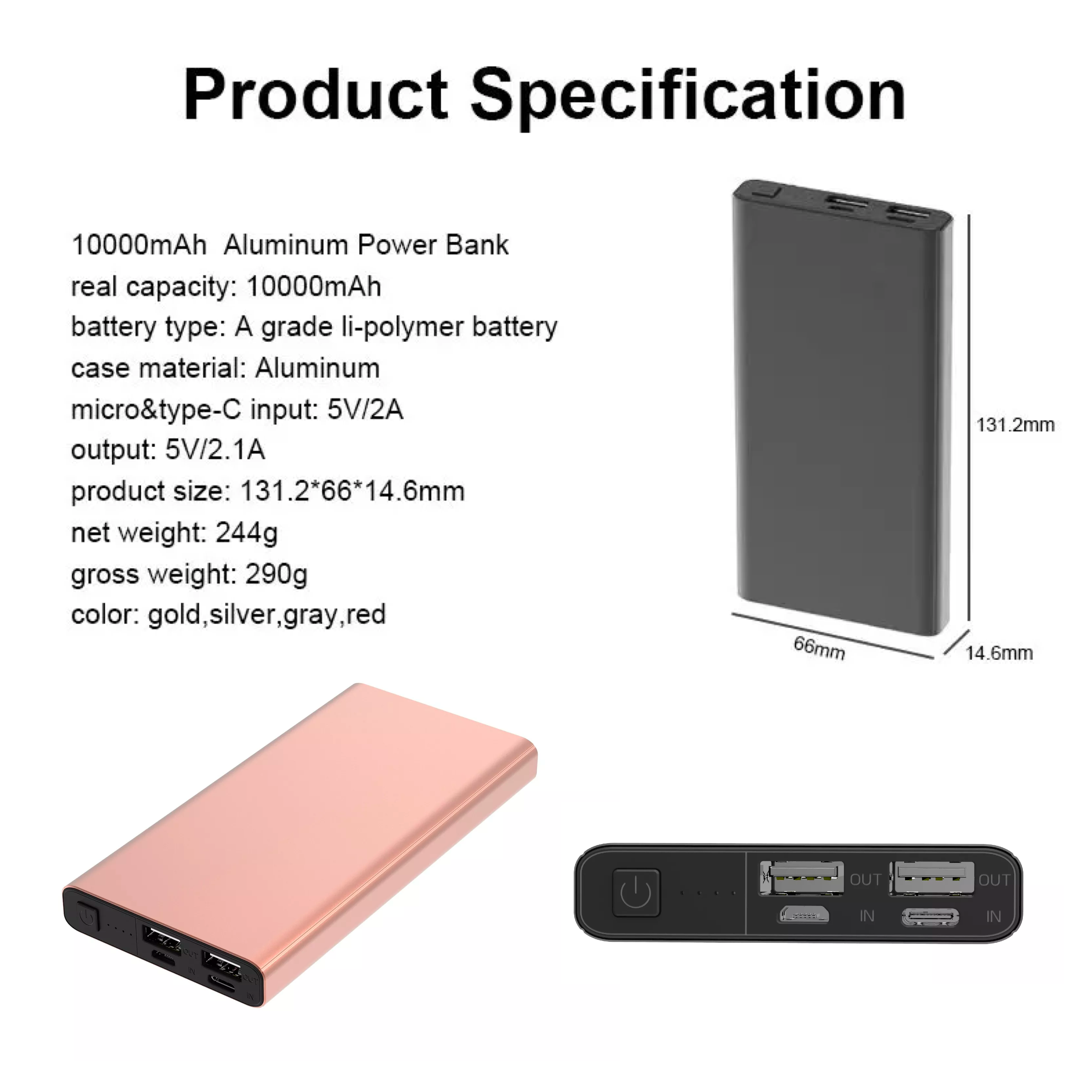 Personalized Monogram Rose Design Portable Power Bank - 10000mAh Fast Charging External Battery for iPhone, Samsung, Android - Perfect for Travel, Gifts, and Everyday Use