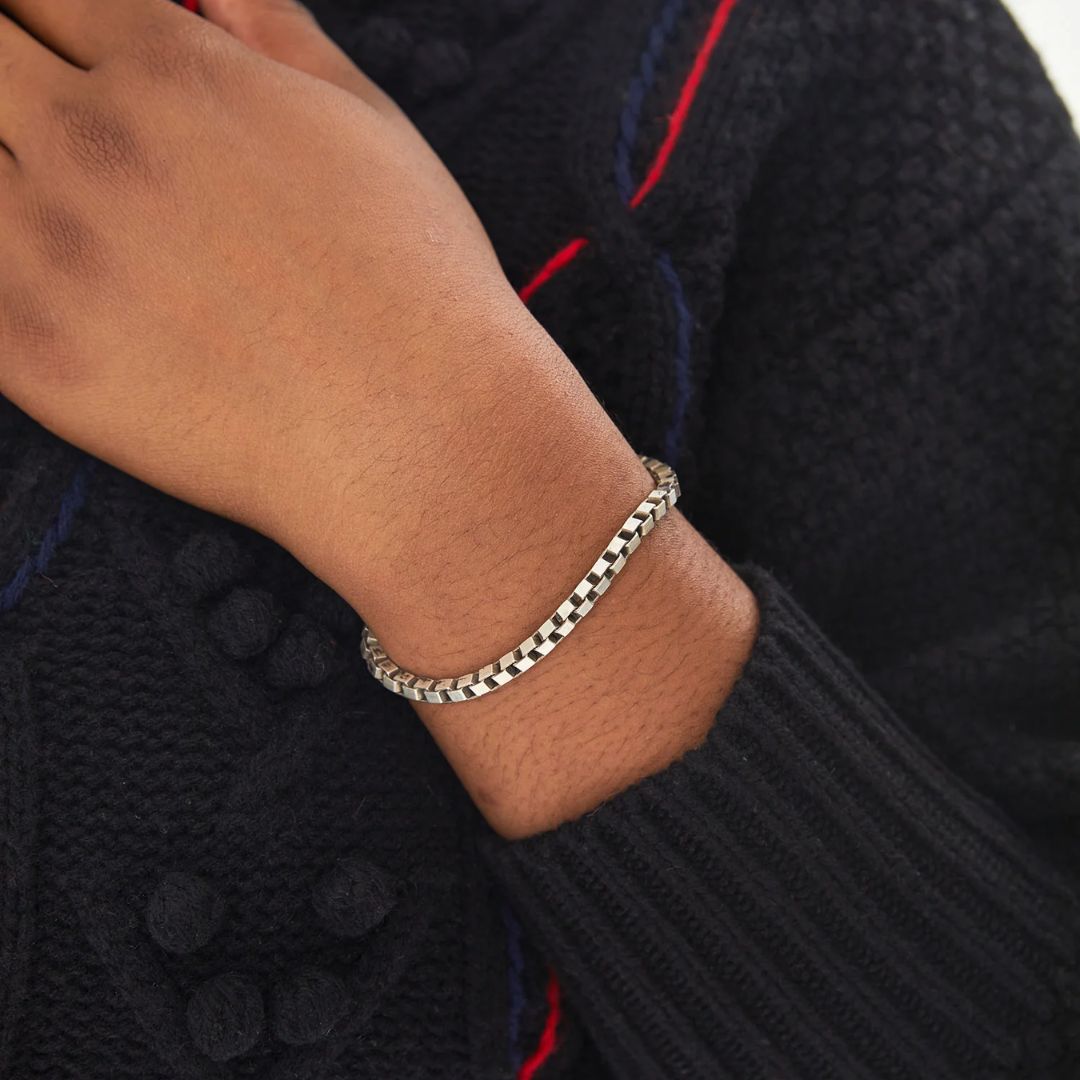 Sterling Silver Box Chain Bracelet for Women & Men - Elegant & Durable Jewelry Gift for Anniversary, Wedding, Party & Everyday Wear