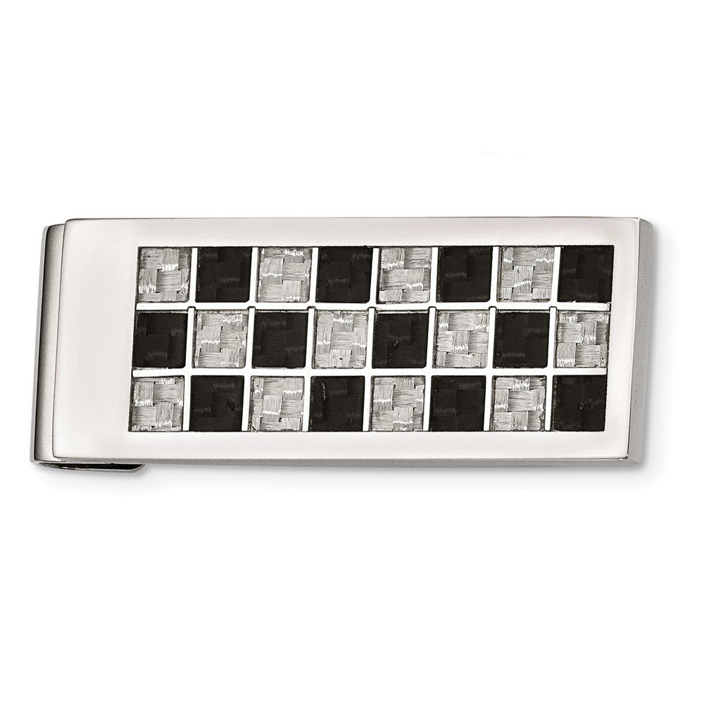 Premium Black Bow Checkered Carbon Fiber & Stainless Steel Money Clip - Slim Wallet Alternative for Cash & Cards | Perfect Gift for Men, Business Professionals & Graduates | Everyday Carry (EDC) Essential