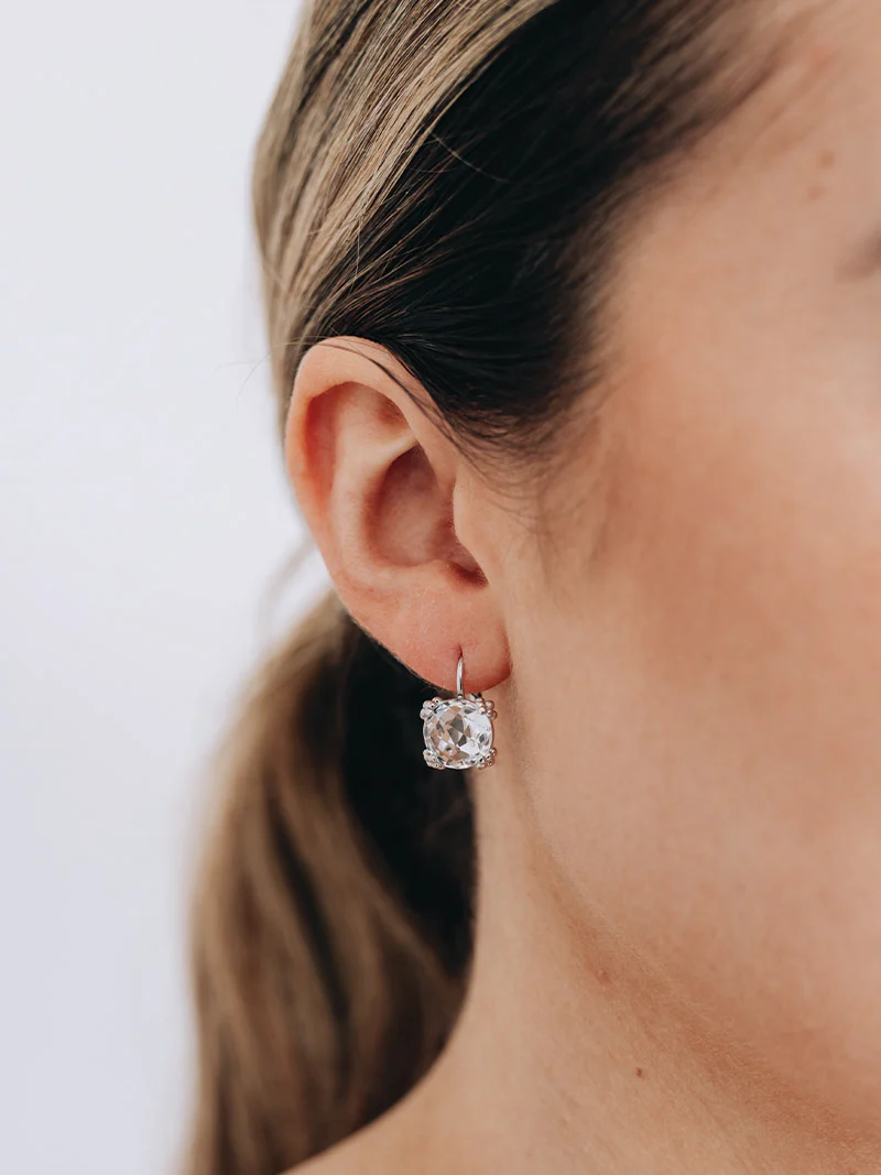 Dewdrop Cluster Earrings - Clear Topaz & Sterling Silver Dangle Earrings for Women | Perfect for Weddings, Parties & Evening Events