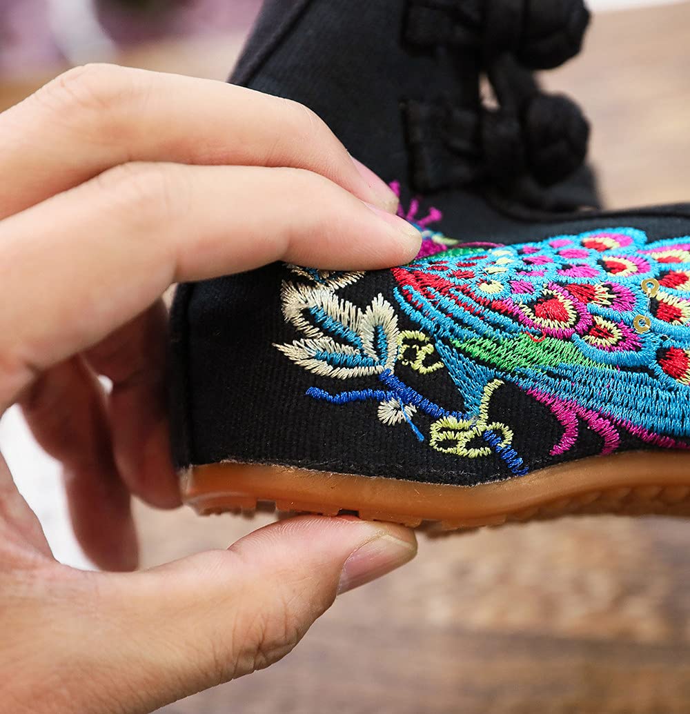 Traditional Chinese Embroidery Flats for Women - Handmade Flower Embroidered Mary Jane Shoes | Cheongsam & Qipao Outfits, Tea Ceremony, Cultural Events