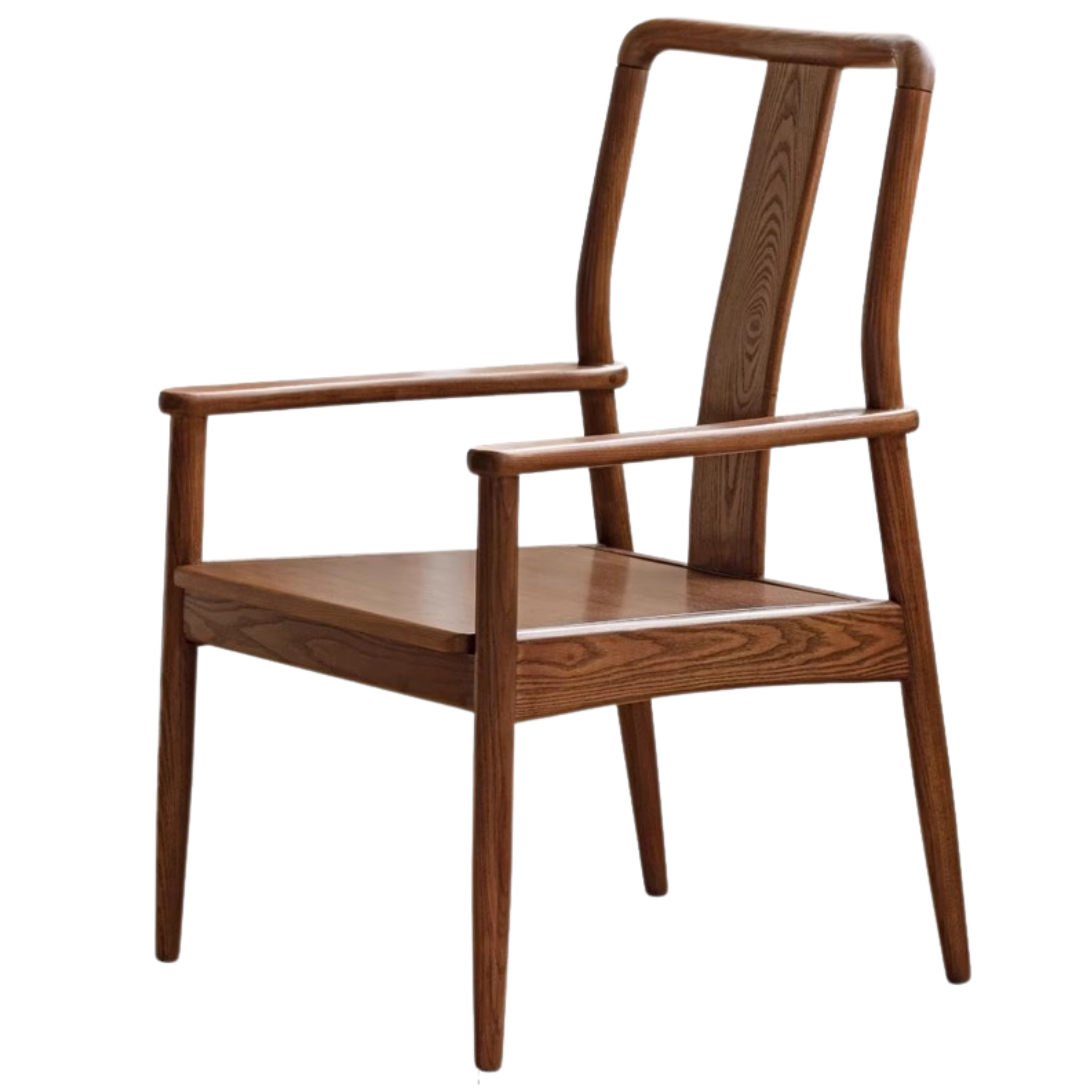 Premium Black Walnut & Ash Solid Wood Dining Armchair with Backrest - Elegant & Durable for Home, Restaurant, and Office Use