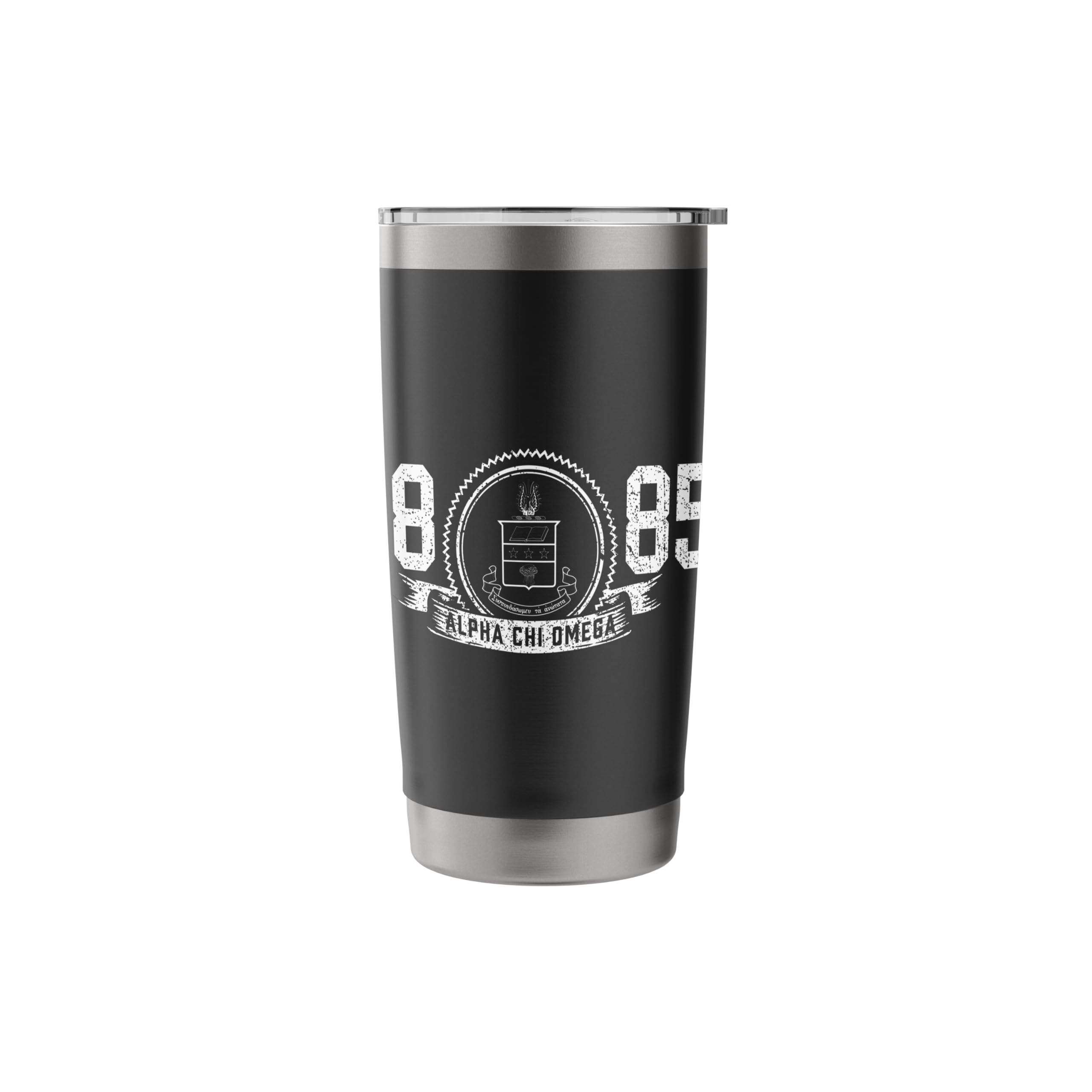Alpha Chi Omega 1885 Sorority Stainless Steel Insulated Tumbler - 20oz A-Chi-O Greek Letter Design Vacuum Insulated Cup for Hot & Cold Drinks - Perfect for Sorority Events, College Campus & Daily Use
