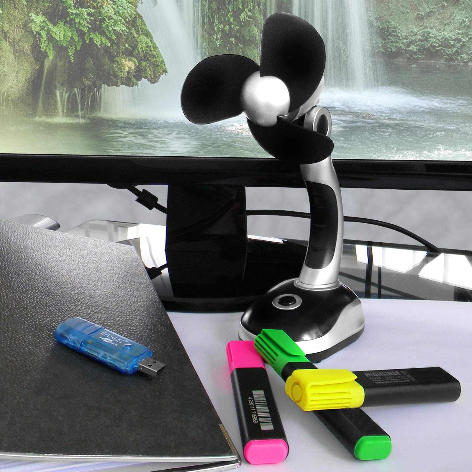 Eaxus® Mini USB Desk Fan - Portable Battery Operated Office Fan for Home, Work, and Travel - Quiet Cooling for Desks, Nightstands & Small Spaces