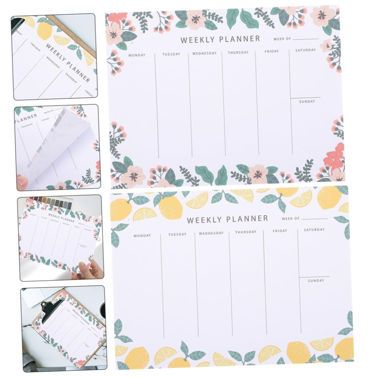 NUOBESTY 8-Pack Floral Weekly Meal Prep Notepad - Grocery Shopping List Planner, Memo Pad for Students & Office Use - Perfect for Kitchen Organization & School Supplies