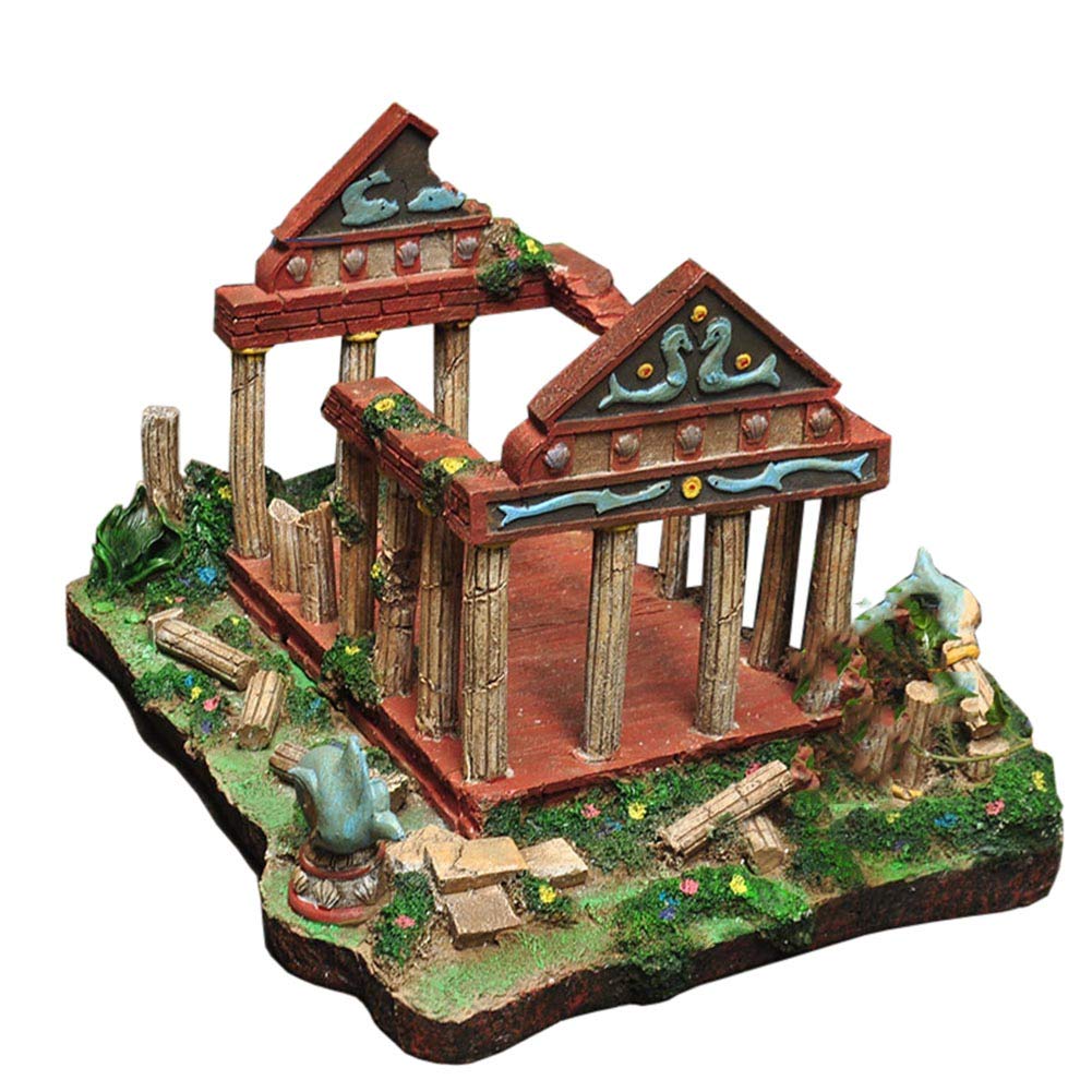 Roman Temple Ruins Aquarium Decoration - Fish Hiding Resin Sculpture for Tank Scenes