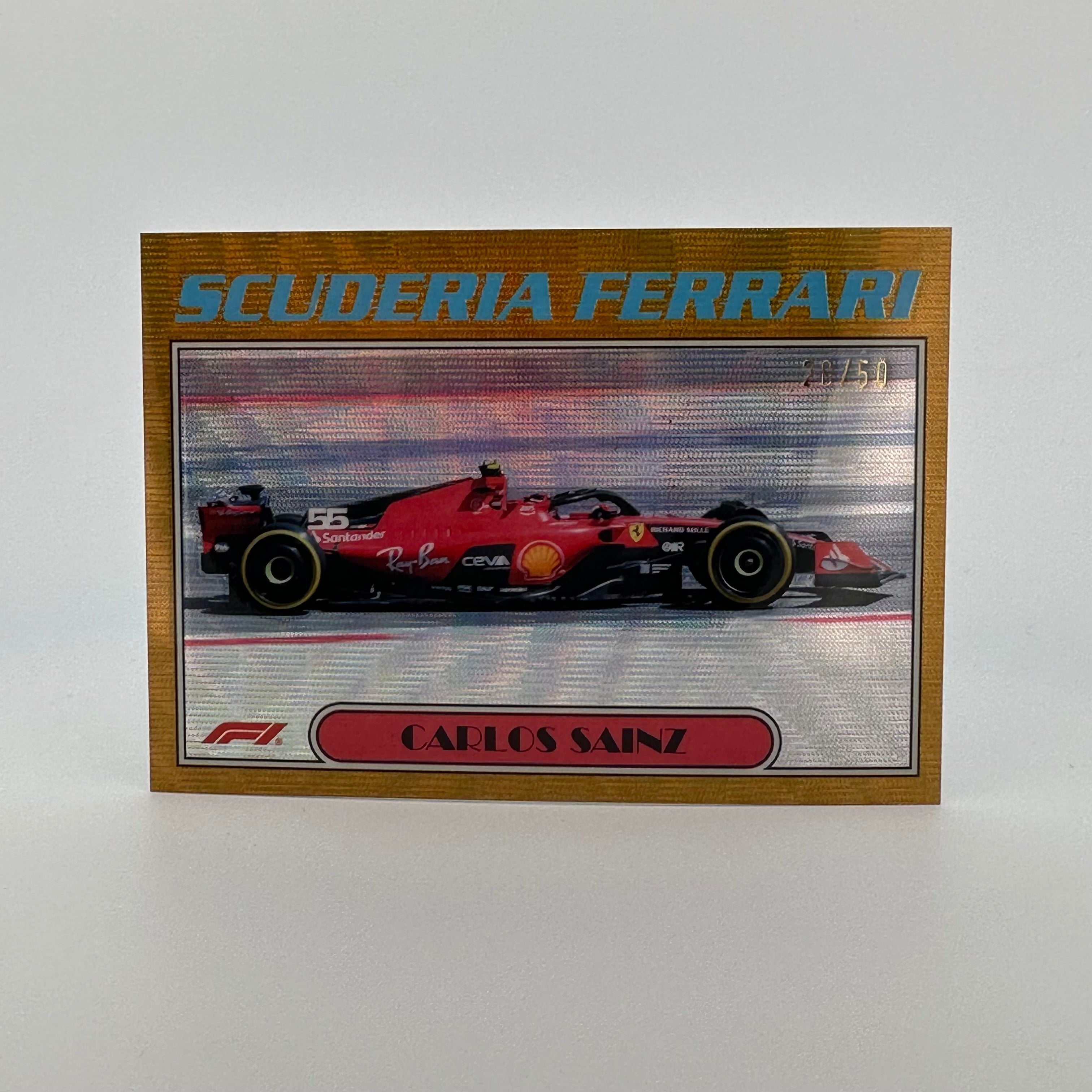 2023 Topps Chrome Carlos Sainz #AU77 Gold Wave 28/50 - Rare Trading Card for Collectors & F1 Fans - Perfect for Sports Memorabilia Displays & Investment