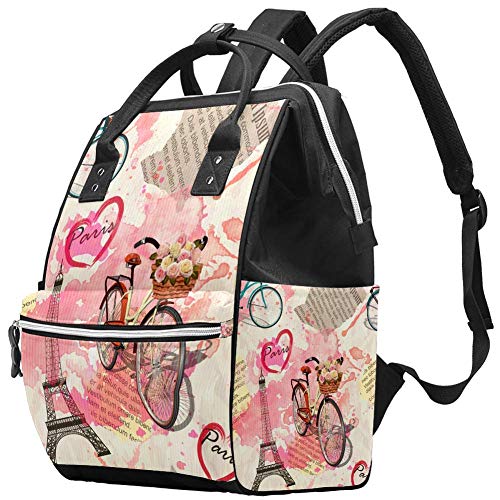 LORVIES Vintage Paris Diaper Bag Backpack - Large Capacity Waterproof Baby Bag with Insulated Bottle Pockets, Multi-Function Travel Backpack for Moms | Perfect for Daycare, Travel & Shopping