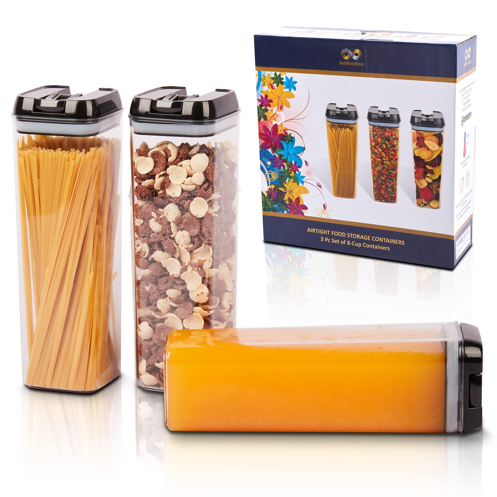 **Airtight Food Storage Containers Set of 3 – Durable, BPA-Free Kitchen Pantry Organizers for Flour, Sugar, Cereal & Dry Food – Perfect for Meal Prep, Baking & Keeping Food Fresh**