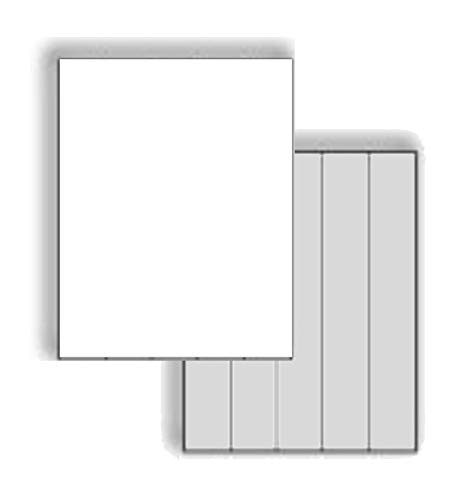 Laser Label Sheets 8.5 x 11 Inches - White Semi-Gloss Full Sheet Cover-Up Labels with Gray Back, 50 lb Weight, 4 Vertical Back Scores & Permanent Adhesive - 100 Sheets/Box (Ideal for Office Organization, Shipping Labels, Product Packaging & Mailing)