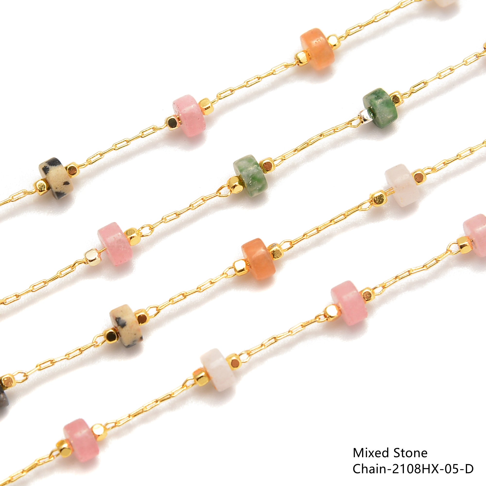 2x4mm Heishi Disc Beads - Multi Gemstone Beaded Chain (1 Meter Per Bag) for Jewelry Making, DIY Bracelets & Necklaces