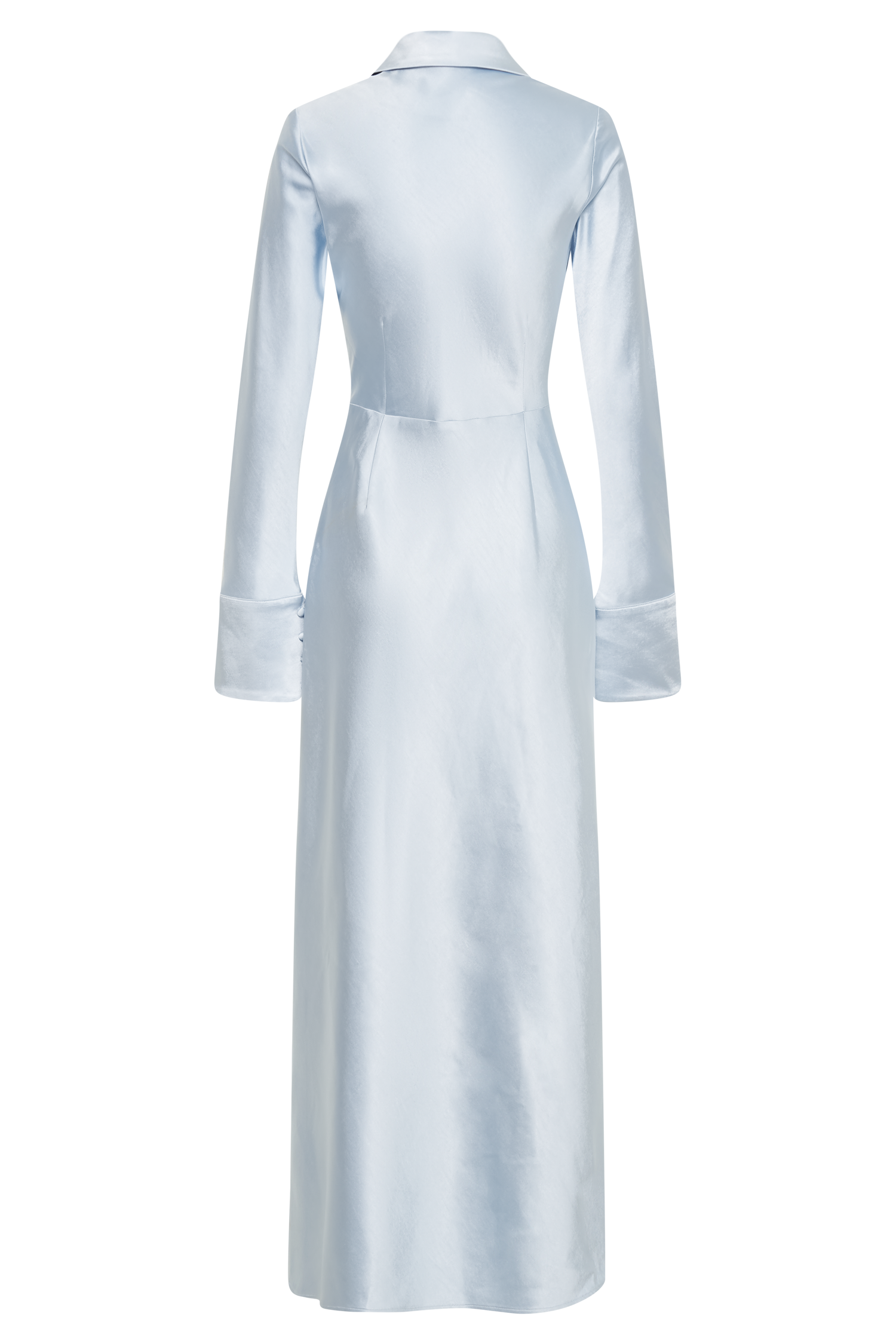 Whitley Women's Satin Collared Maxi Dress in Ice Blue - Elegant Formal Evening Gown for Weddings, Parties & Special Occasions