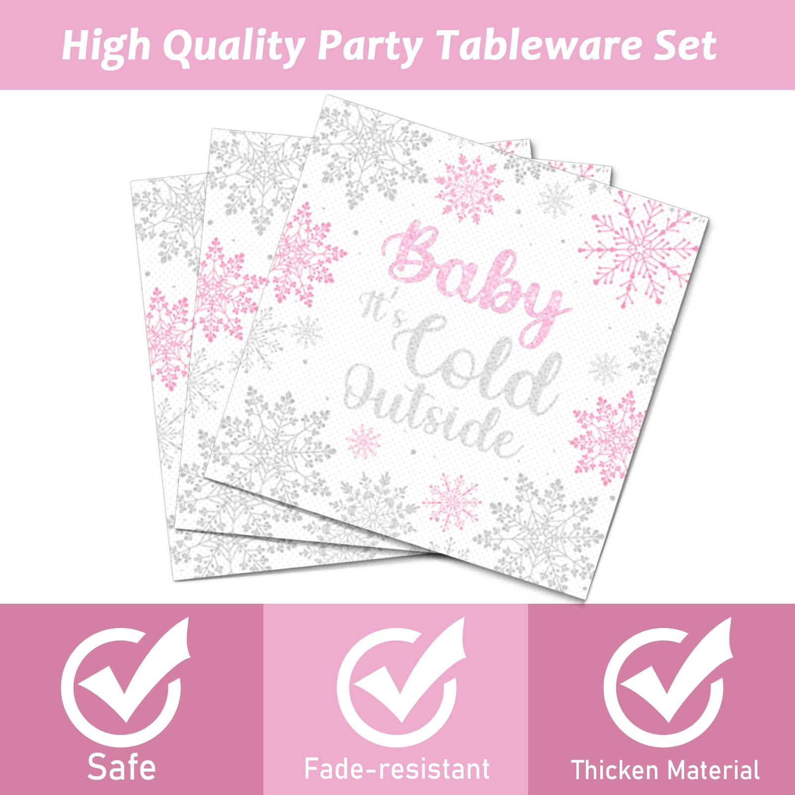 96 Pcs Winter Wonderland Baby Shower Party Decorations Set - Snowflake Themed Dessert Plates, Napkins & Forks for 24 Guests - Perfect for Girls' Birthday Party, Baby It's Cold Outside Theme & Winter Celebrations - Ideal for Baby Showers, Winter Birthdays and Holiday Gatherings