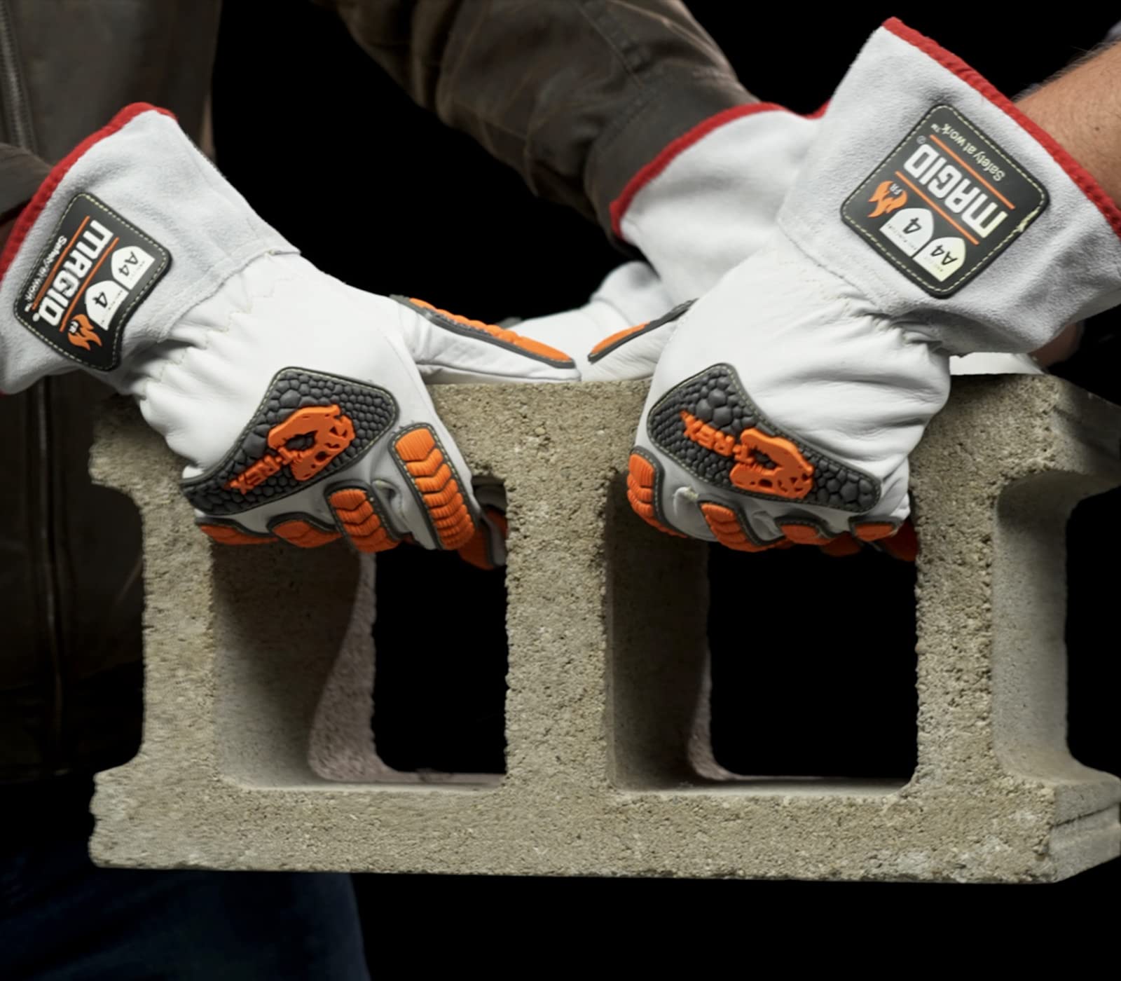 Heat Resistant Welder's Gloves - MAGID T-REX TRX848M Inferno Series (6 Pairs) - Full Leather, Size 11/XXL, Red & Gray - Ideal for Welding, Forging & High-Temperature Work Protection