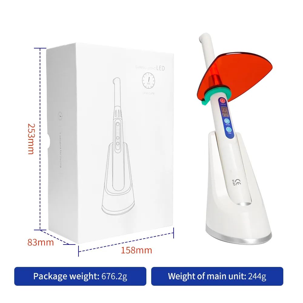 Professional White LED Curing Light for Dental Lab - Wireless, 1 Second Fast Cure, 50Hz Frequency - Perfect for Dental Restorations & Cosmetic Procedures