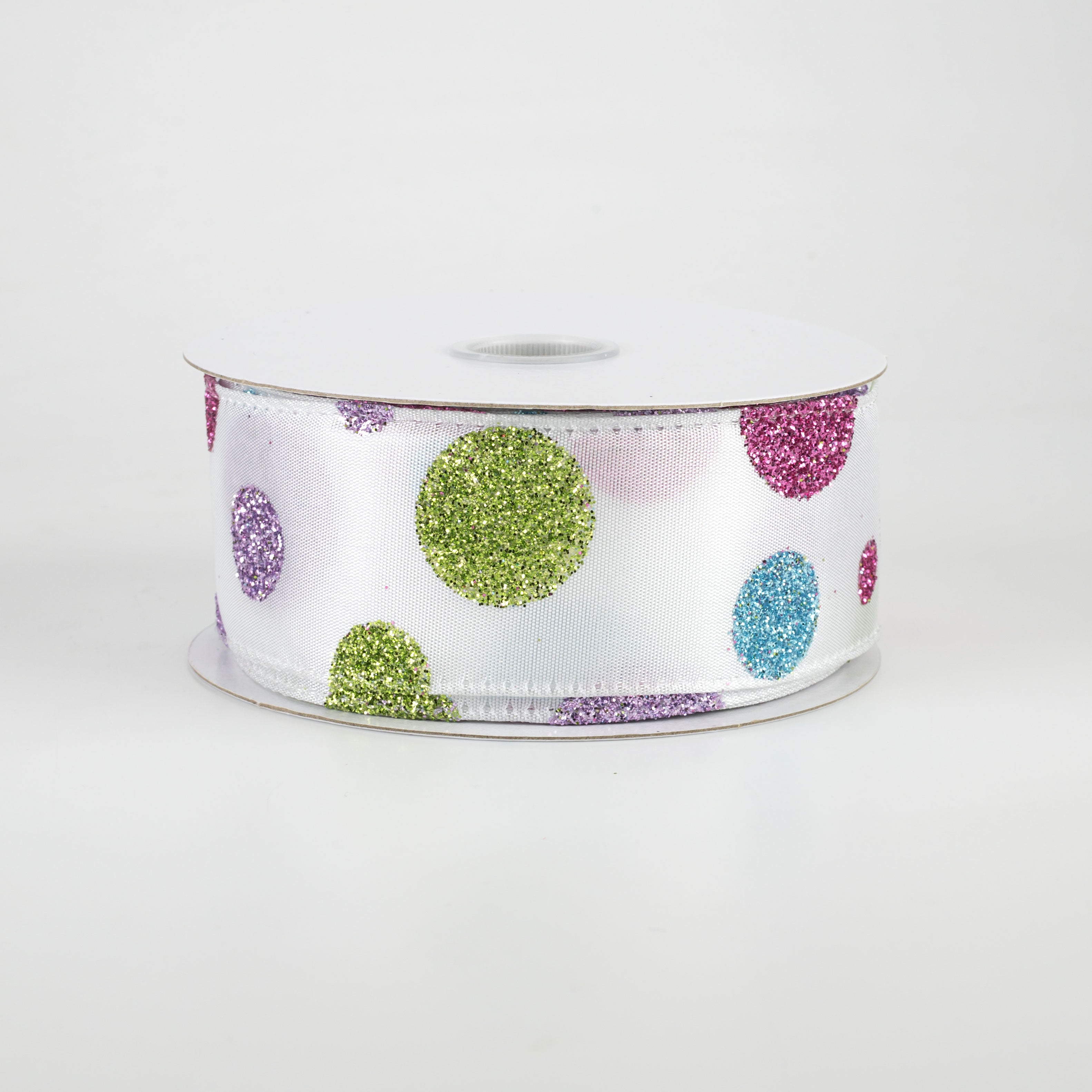 1.5 Inch Glitter Dots Ribbon - Lime, Blue, Pink, Lavender (10 Yards) for Gift Wrapping, DIY Crafts, Party Decorations, Scrapbooking and Hair Accessories