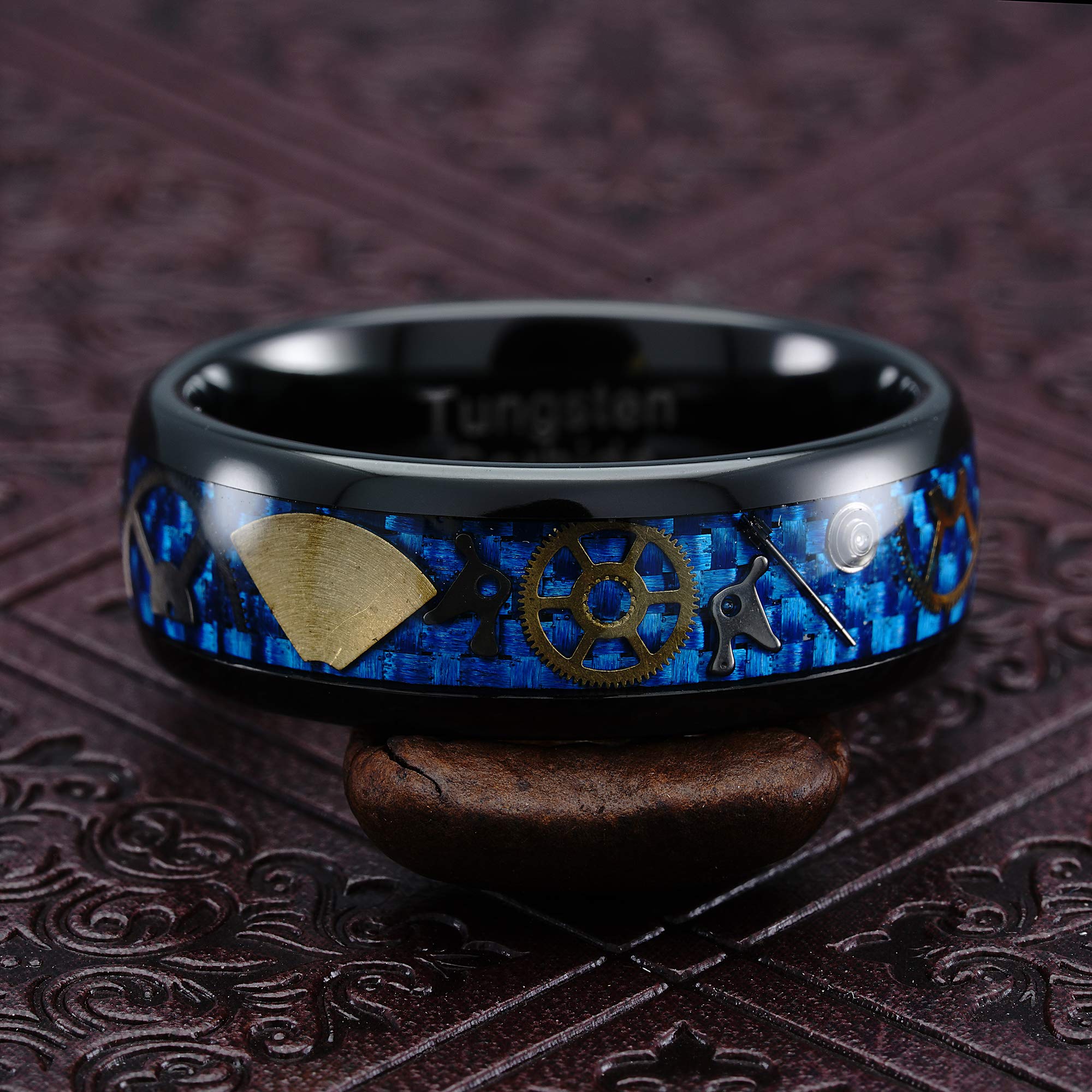 Steampunk Gear Tungsten Rings for Men - Wedding Band, Promise & Engagement Ring - Sizes 6-16 - Durable & Scratch Resistant - Perfect for Gothic Weddings, Cosplay & Alternative Fashion