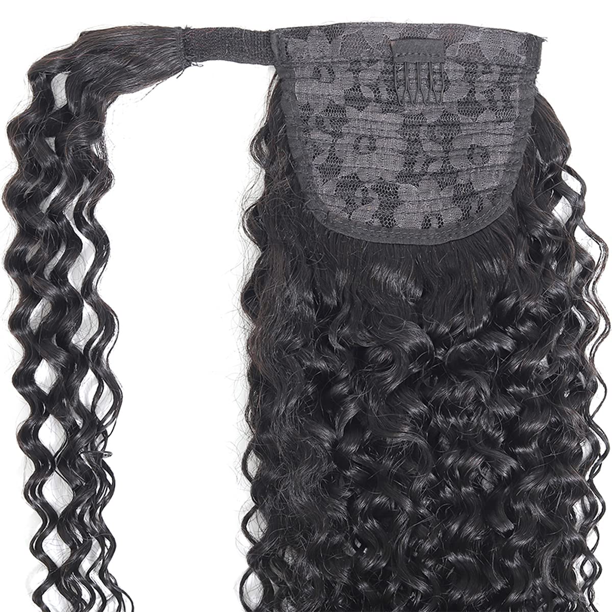 100% Unprocessed Brazilian Curly Human Hair Ponytail Extensions with Magic Paste & Comb Clip - 28