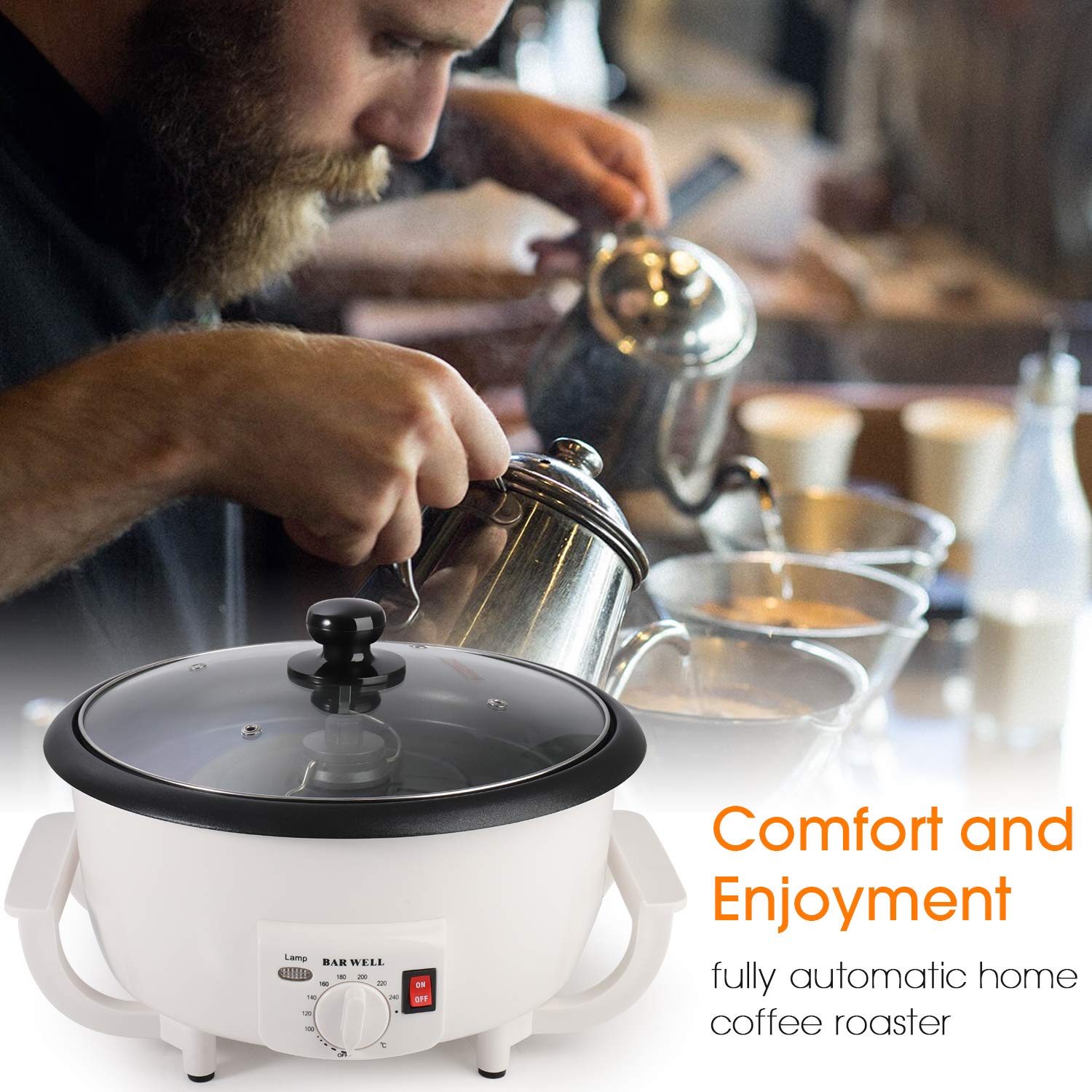 Premium 750g Home Coffee Bean Roaster Machine - 110V Electric Coffee Roaster with Non-Stick Coating for Fresh Artisan Roasts | Perfect for Home Baristas, Coffee Shops & Small Batch Roasting