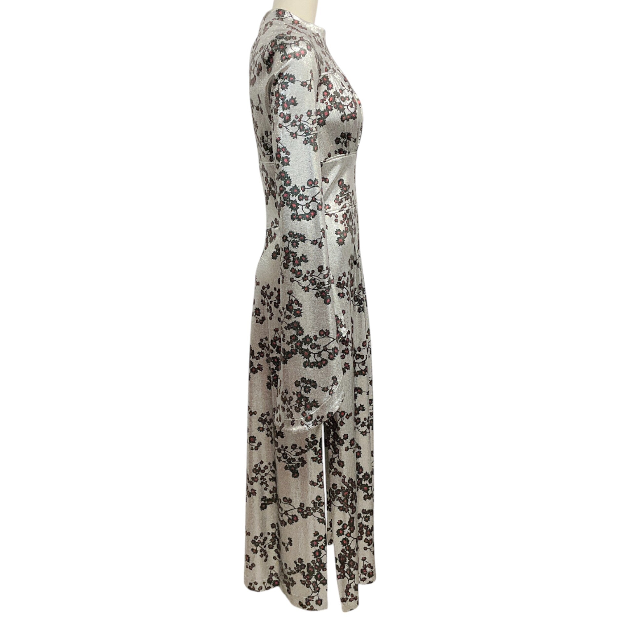 Paco Rabanne Silver Floral Open Back Dress - Elegant Evening Gown for Parties, Weddings & Special Occasions