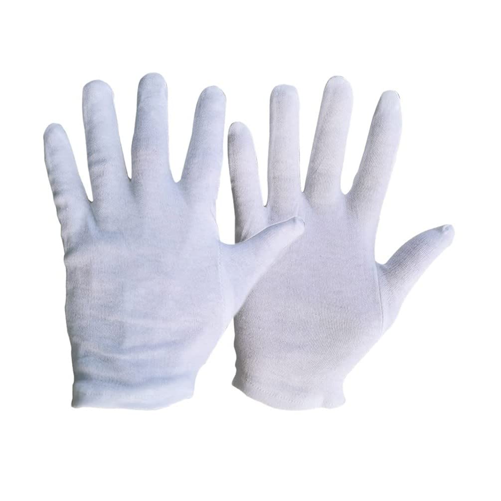 SANCNEE 12 Pairs White Cotton Gloves for Men - Large Size Moisturizing Overnight Gloves for Eczema & Dry Skin Care - Perfect for Nighttime Hand Treatment & Spa Relaxation