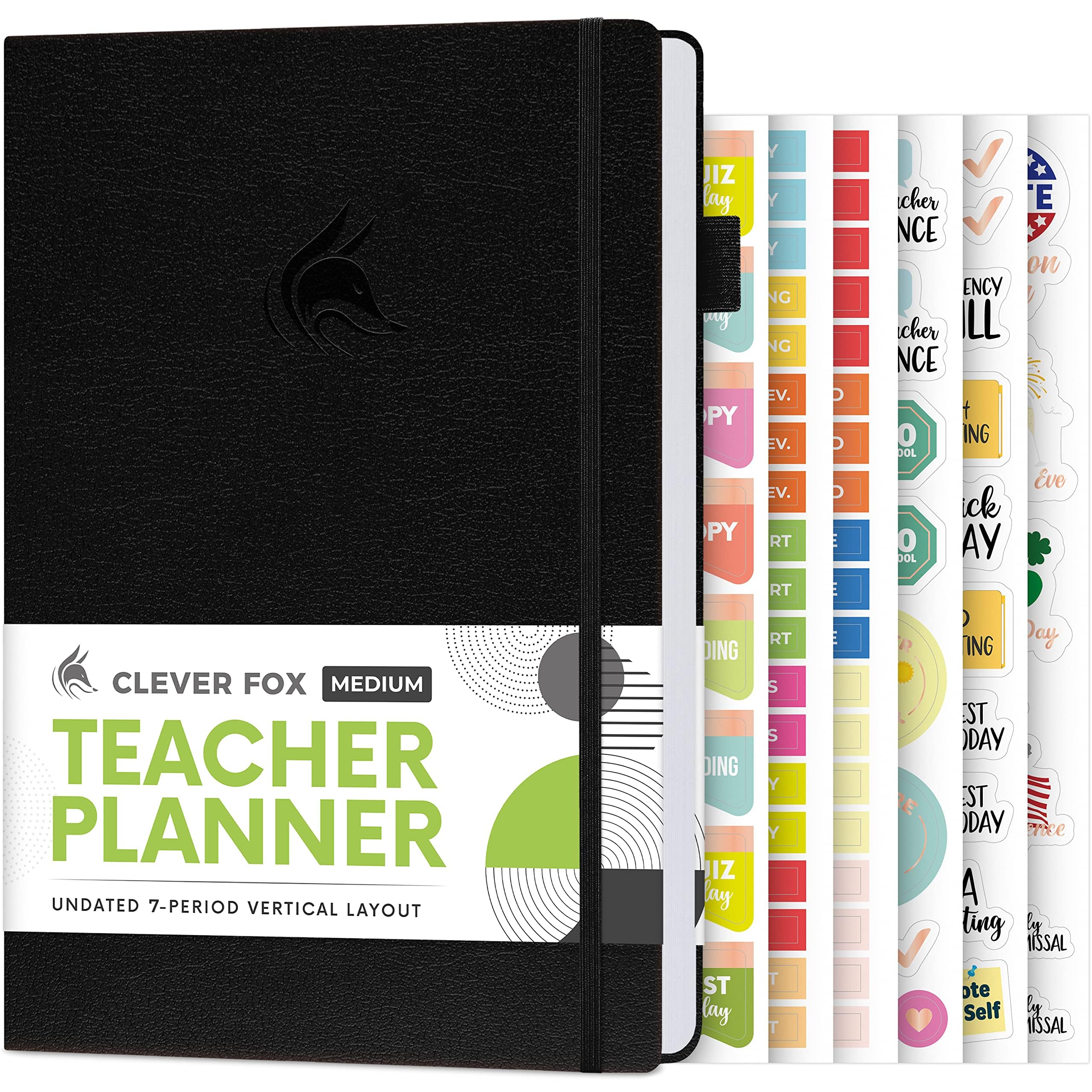 Clever Fox Teacher Planner – Undated A5 Hardcover Lesson Plan Book with Calendars for Classroom & Homeschool Organization – Perfect for Teachers, Educators & Homeschooling Parents (Black) – Ideal for Lesson Planning, Grade Tracking & Academic Scheduling