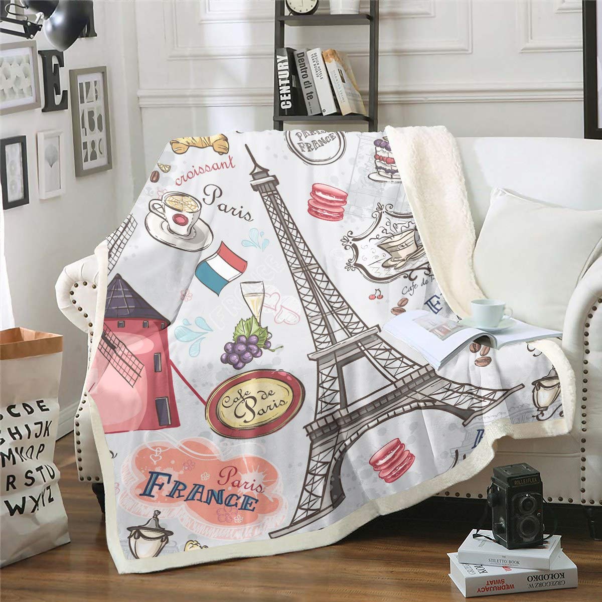 Eiffel Tower Sherpa Fleece Blanket - 30