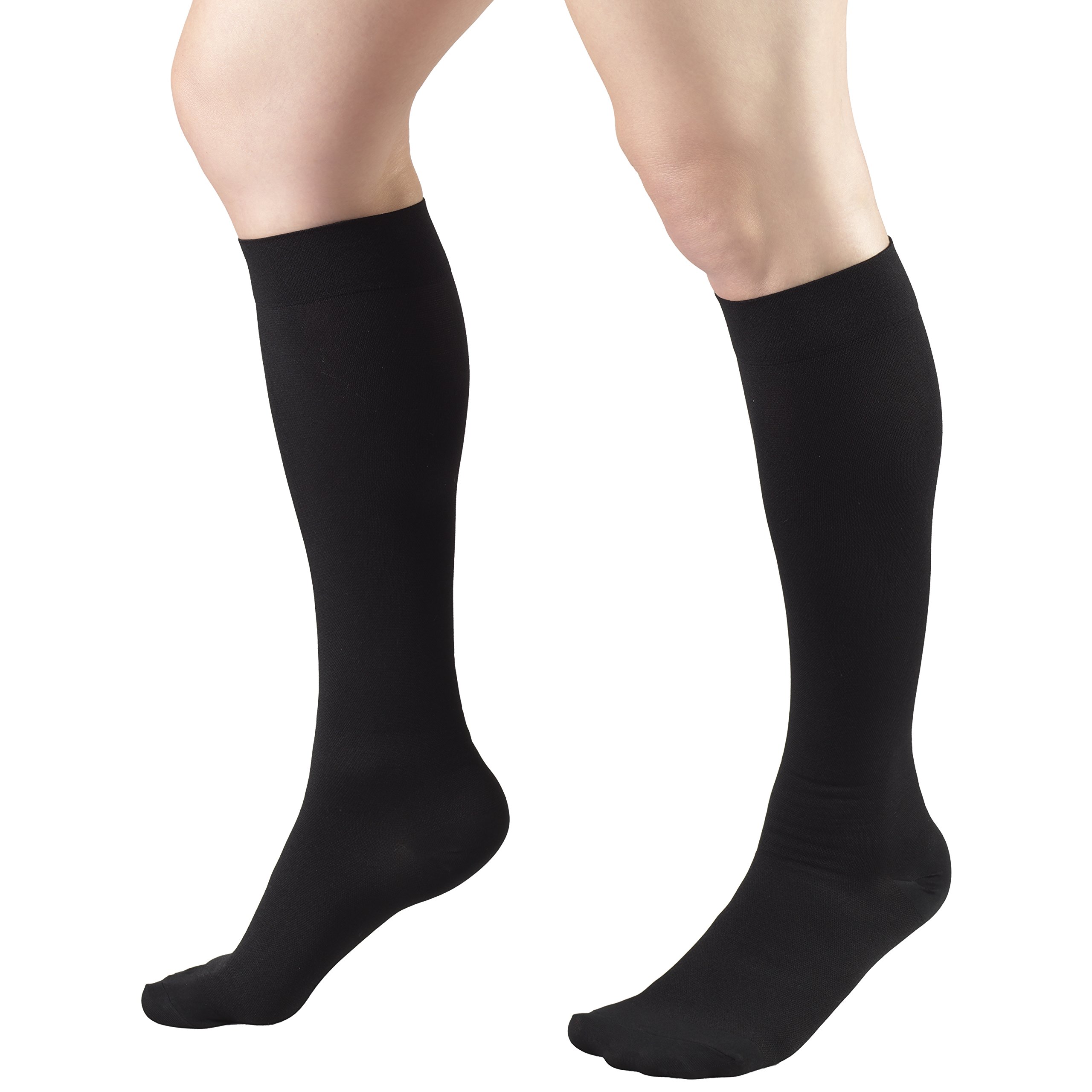 Truform 18 mmHg Compression Stockings for Men & Women - Knee High, Closed Toe, Black, X-Large - Ideal for Post-Surgery Recovery, Varicose Veins & Travel Comfort