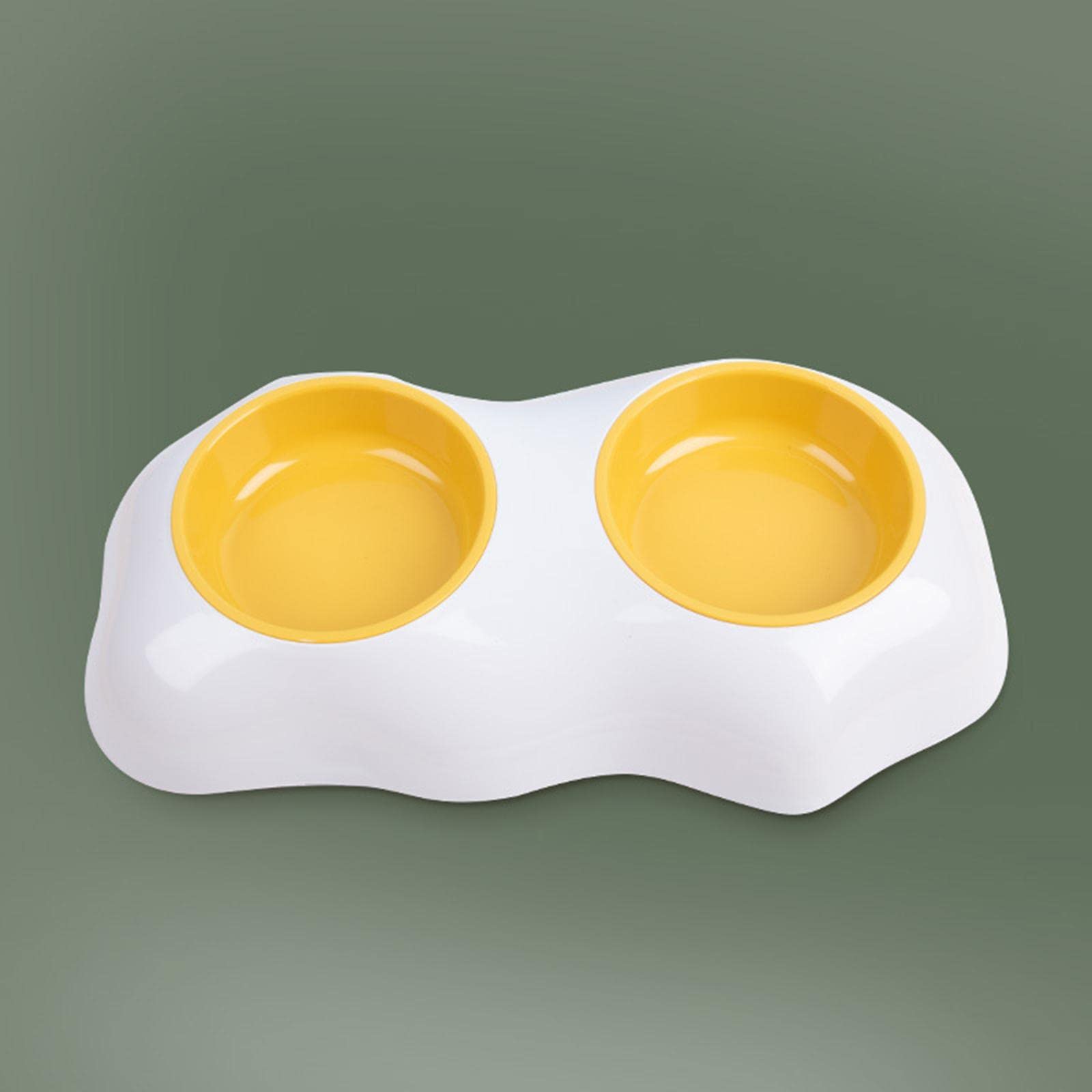 Lyla Egg Yolk Design Detachable Double Pet Food Bowl - Durable Plastic Dog & Cat Feeder for Mealtime - Perfect for Home, Travel & Outdoor Use