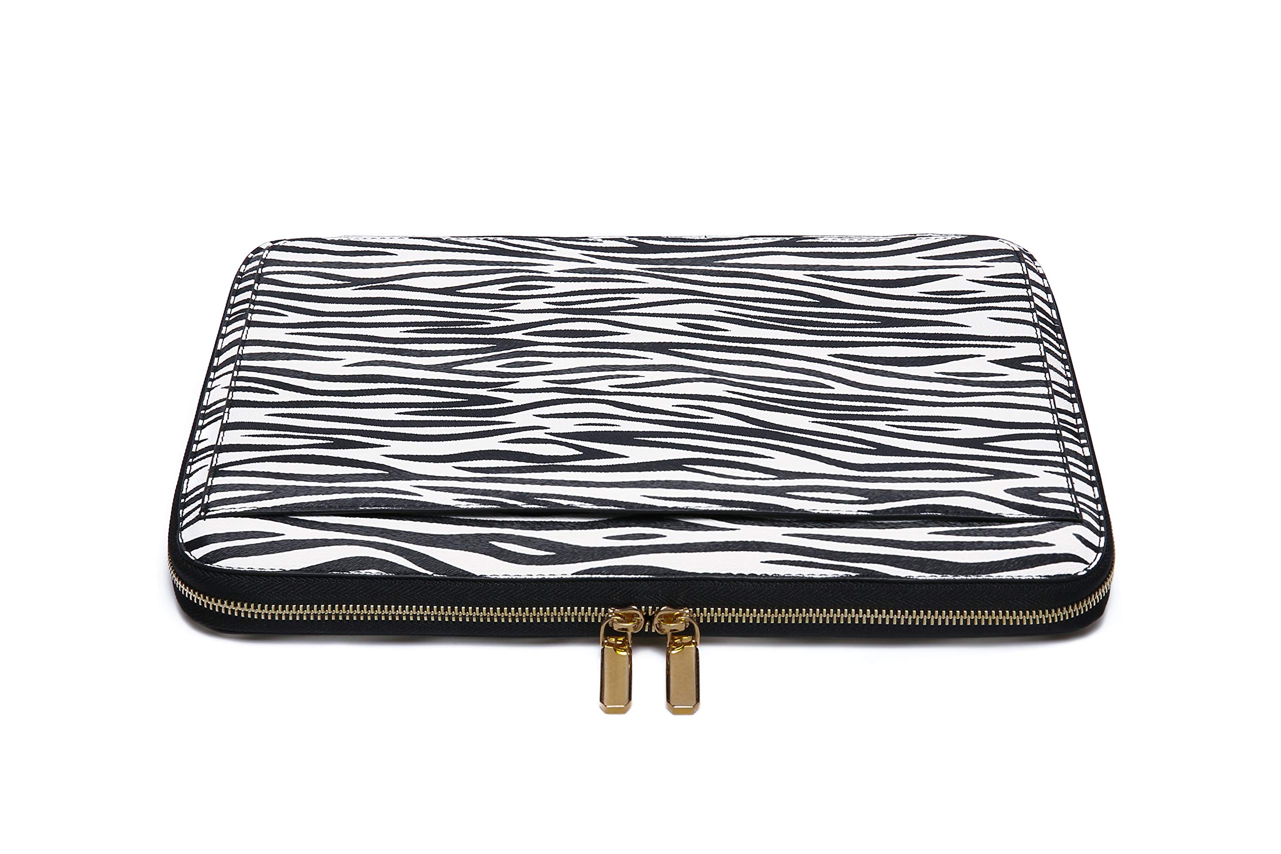 Premium 13 Inch Laptop Sleeve - Shock-Absorbent Vegan PU Leather Case with Daisy Rose & Zebra Print - Protective Cover for MacBook Air/Pro, Chromebook - Perfect for Work, Travel & School Accessories